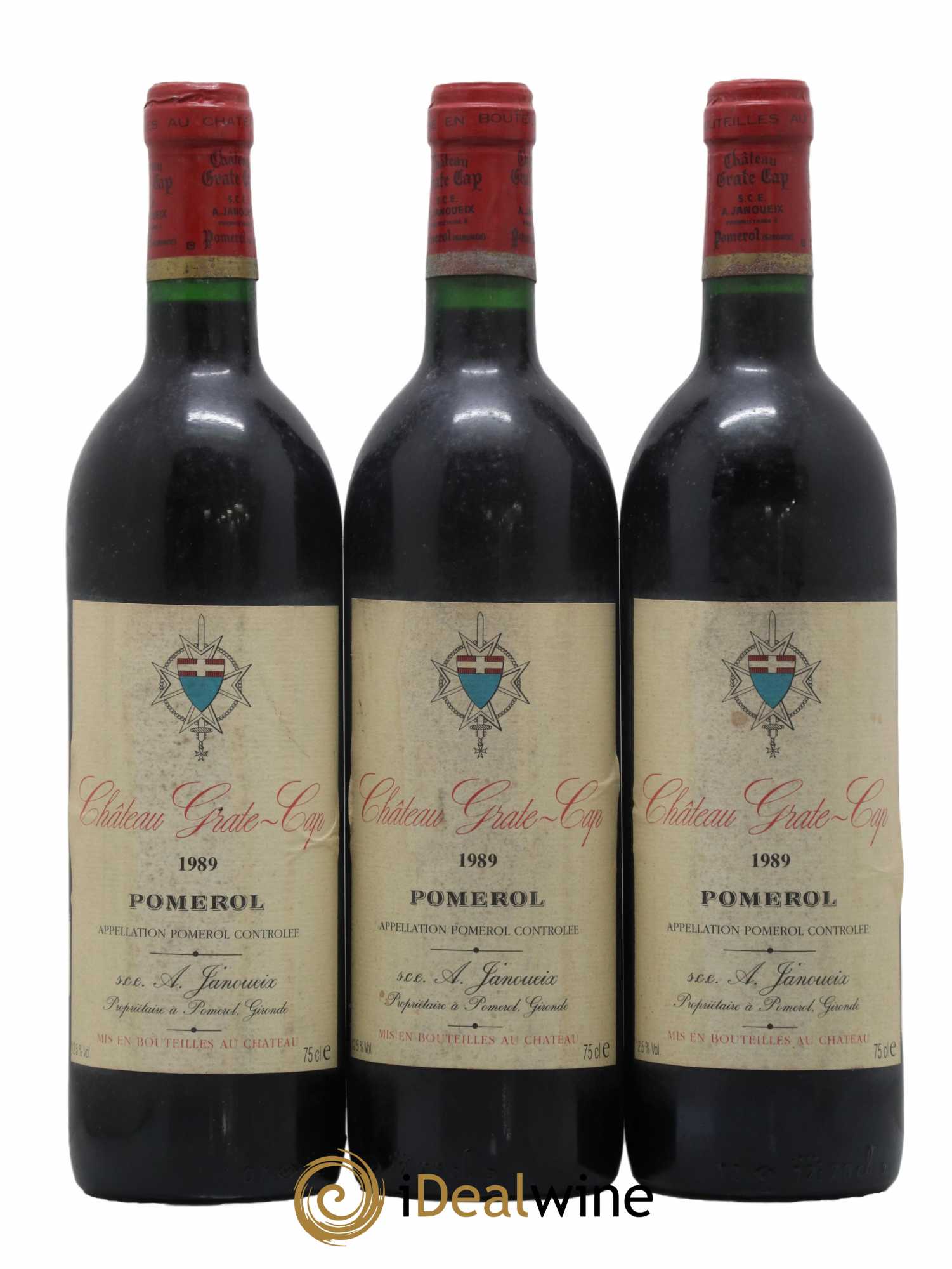 Pomerol Château Grate Cap 1989 - Lot de 3 bouteilles - 0