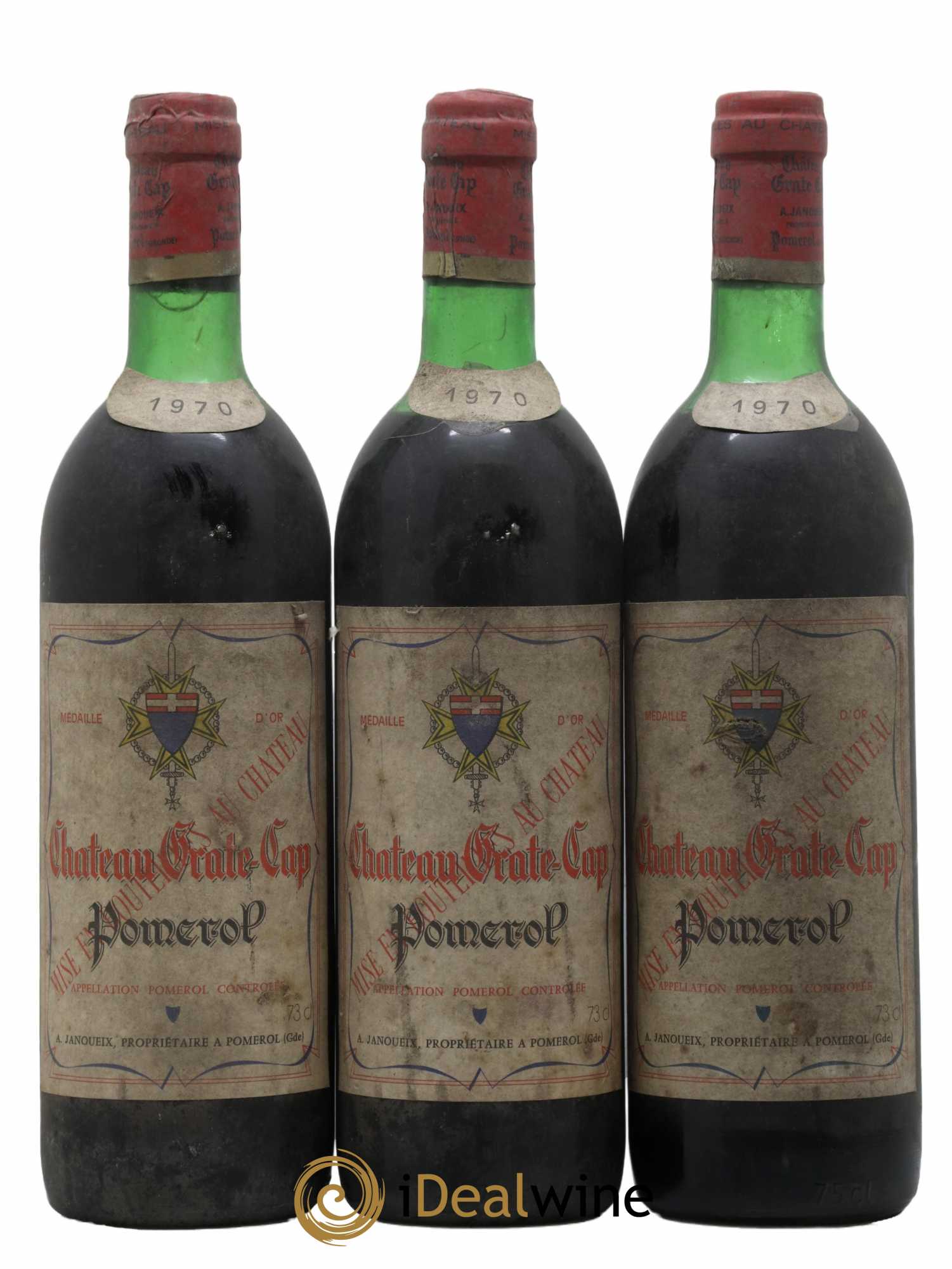 Pomerol Château Grate Cap 1970 - Lot de 3 bouteilles - 0