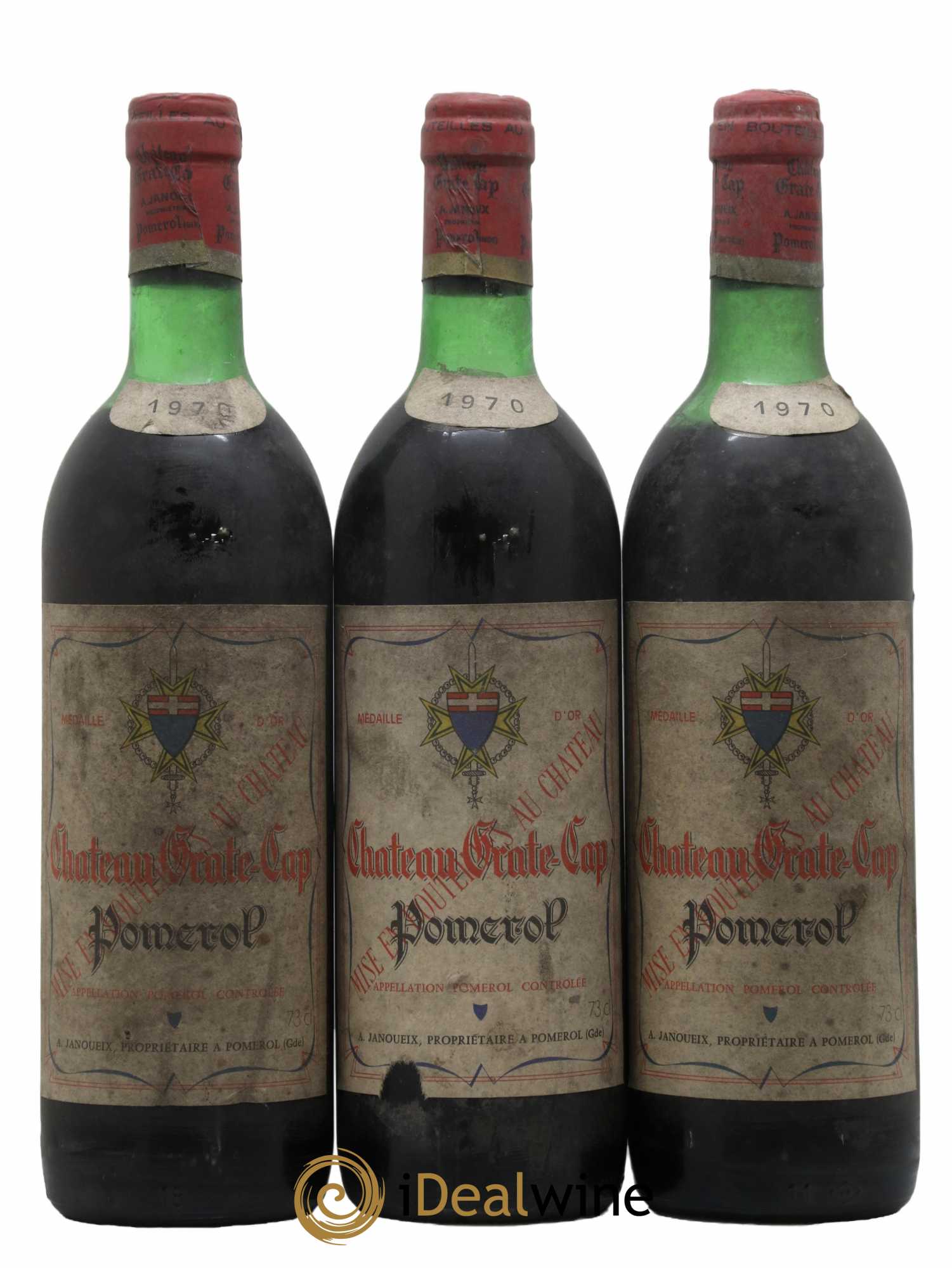 Pomerol Château Grate Cap 1970 - Lot de 3 bouteilles - 0