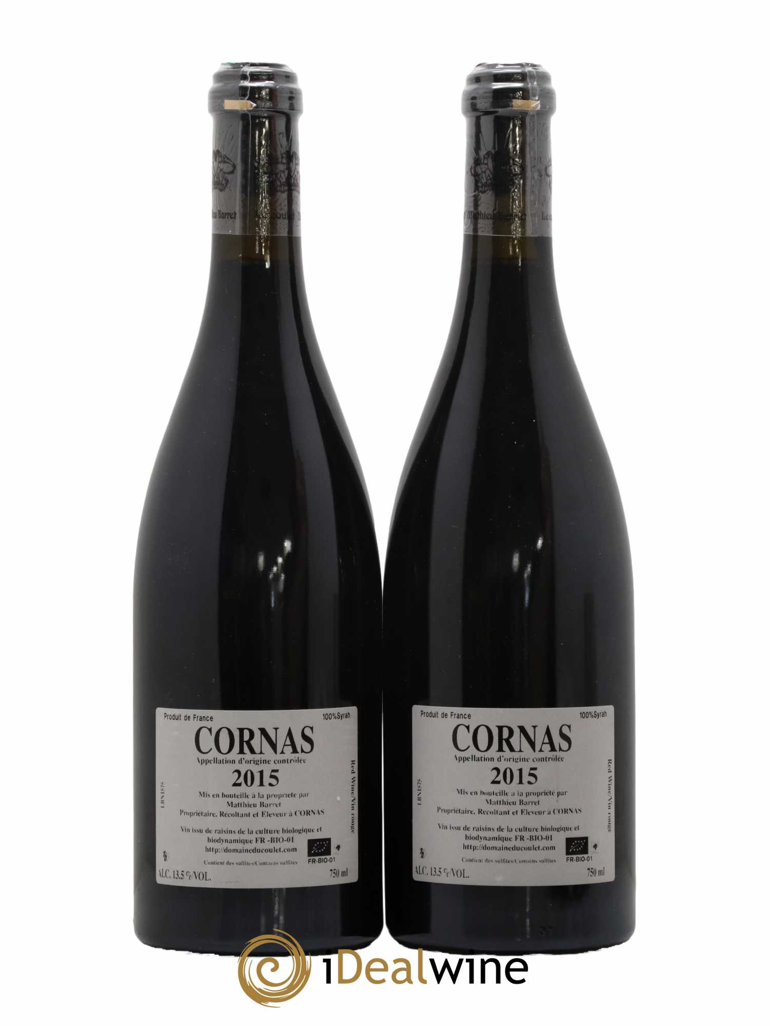 Cornas Billes Noires Coulet (Domaine du) - Matthieu Barret 2015 - Lot de 2 bouteilles - 1