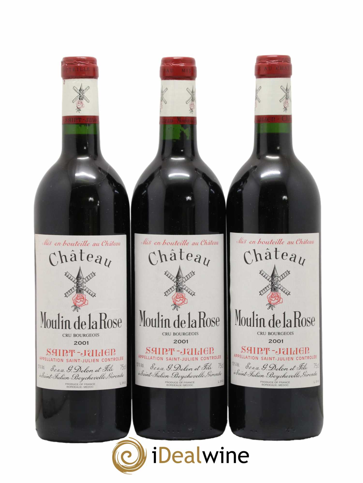 Château Moulin de la Rose Cru Bourgeois 2001 - Lot of 3 bottles - 0