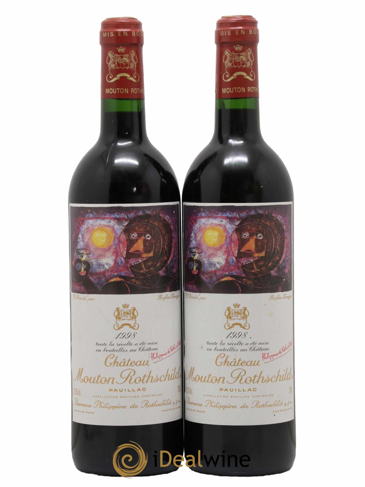 Château Mouton Rothschild 1er Grand Cru Classé 1998 - Lot de 2 bouteilles - 0
