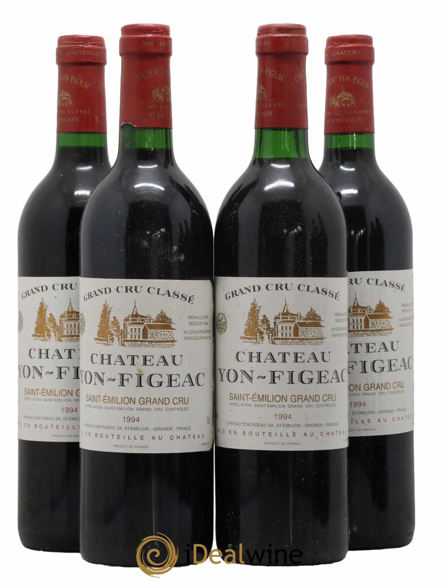 Château Yon Figeac Grand Cru Classé 1994 - Lot de 4 bouteilles - 0