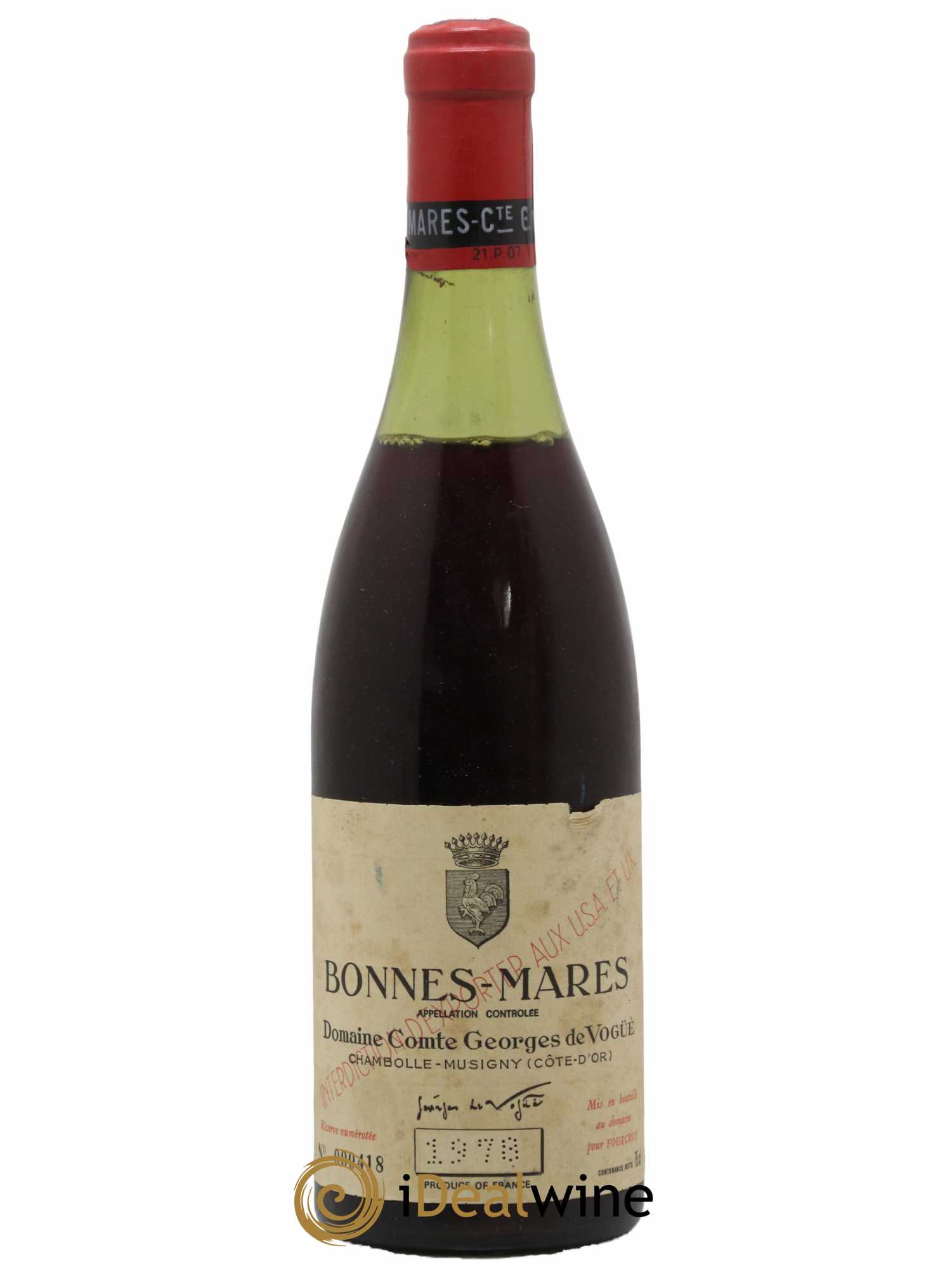 Bonnes-Mares Grand Cru Comte Georges de Vogüé 1978 - Lot de 1 bouteille - 0