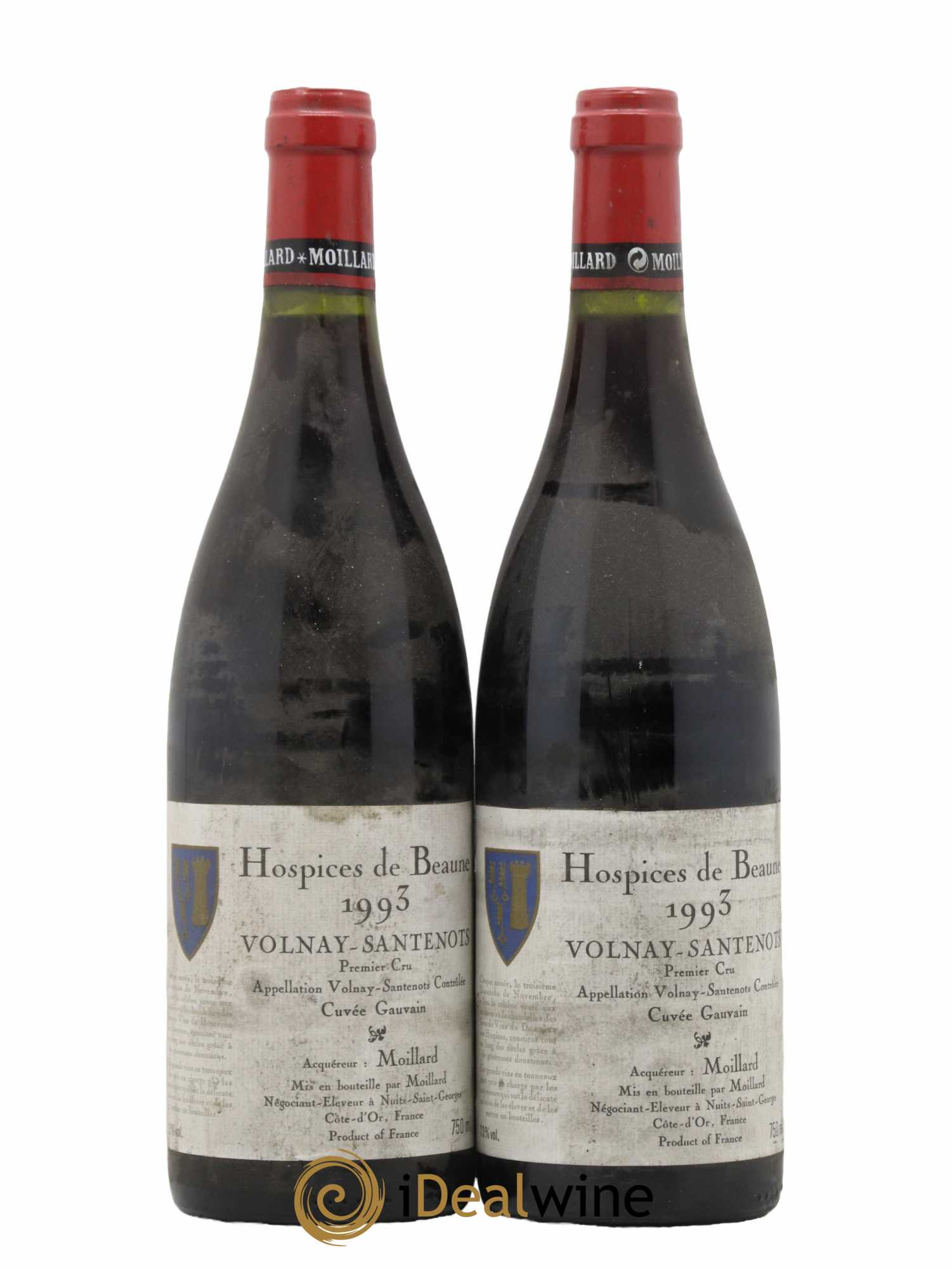 Volnay 1er Cru Santenots Cuvée Gauvin Hospices De Beaune Moillard 1993 - Lot de 2 bouteilles - 0