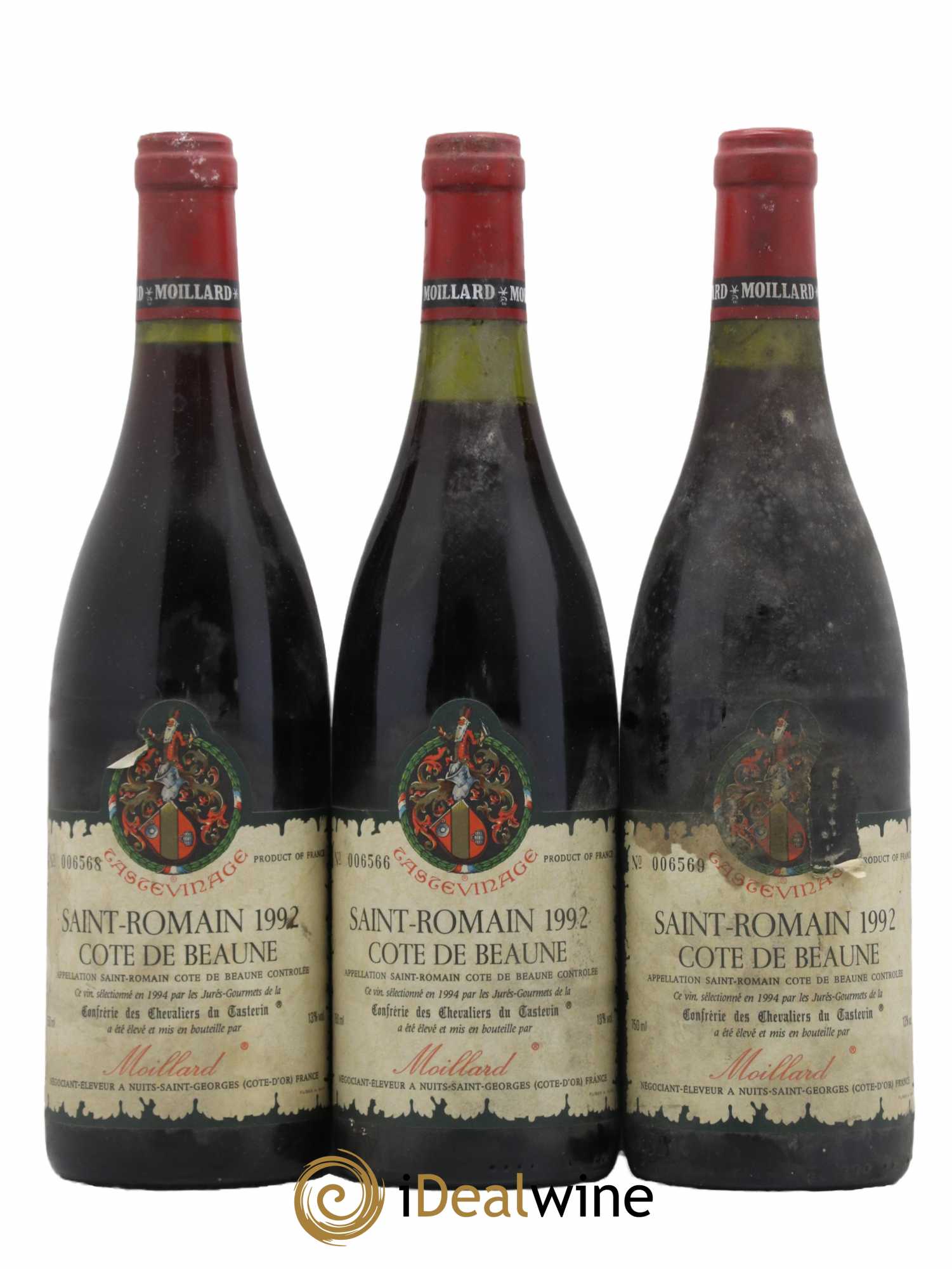 Saint-Romain Chevaliers Tastevin Moillard 1992 - Lot de 3 bouteilles - 0