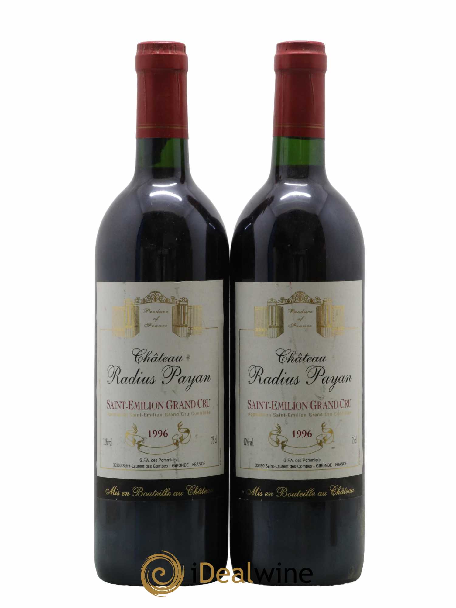Saint-Émilion Grand Cru Château Radius Payant 1996 - Lot de 2 bouteilles - 0