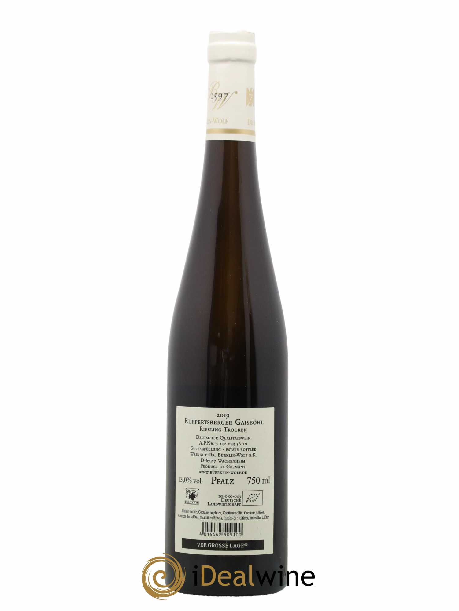 Allemagne Pfalz Ruppertsberger Gaisbohl Riesling Trocken Dr. Burklin-Wolf 2019 - Lot de 1 bouteille - 1