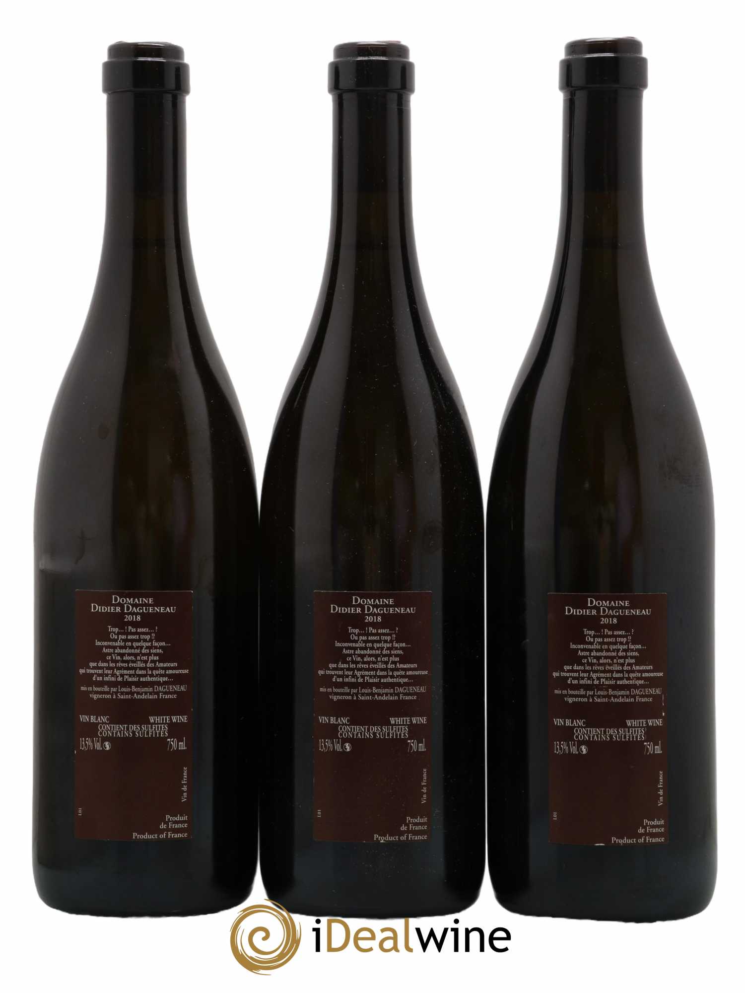 Vin de France (anciennement Pouilly-Fumé) Pur Sang Dagueneau (Domaine Didier - Louis-Benjamin) 2018 - Lot de 3 bouteilles - 1