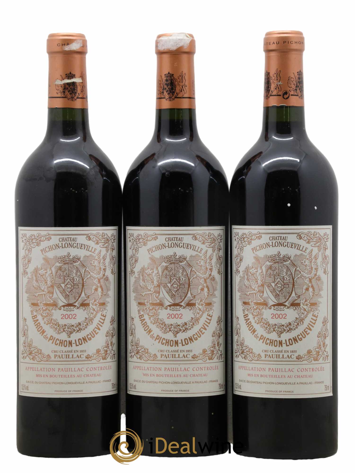 Pichon Longueville Baron 2ème Grand Cru Classé 2002 - Lot de 3 bouteilles - 0