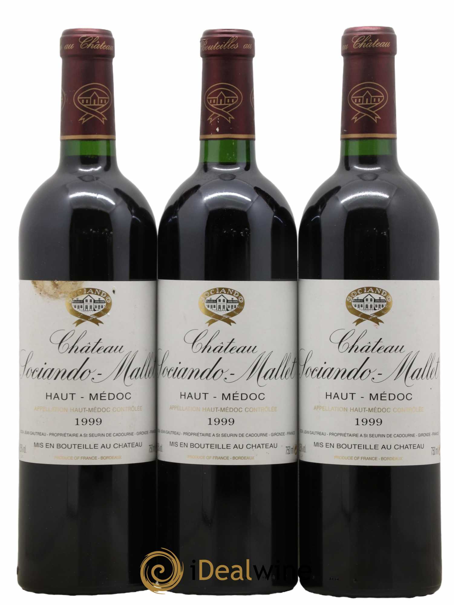 Château Sociando Mallet 1999 - Lot de 3 bouteilles - 0