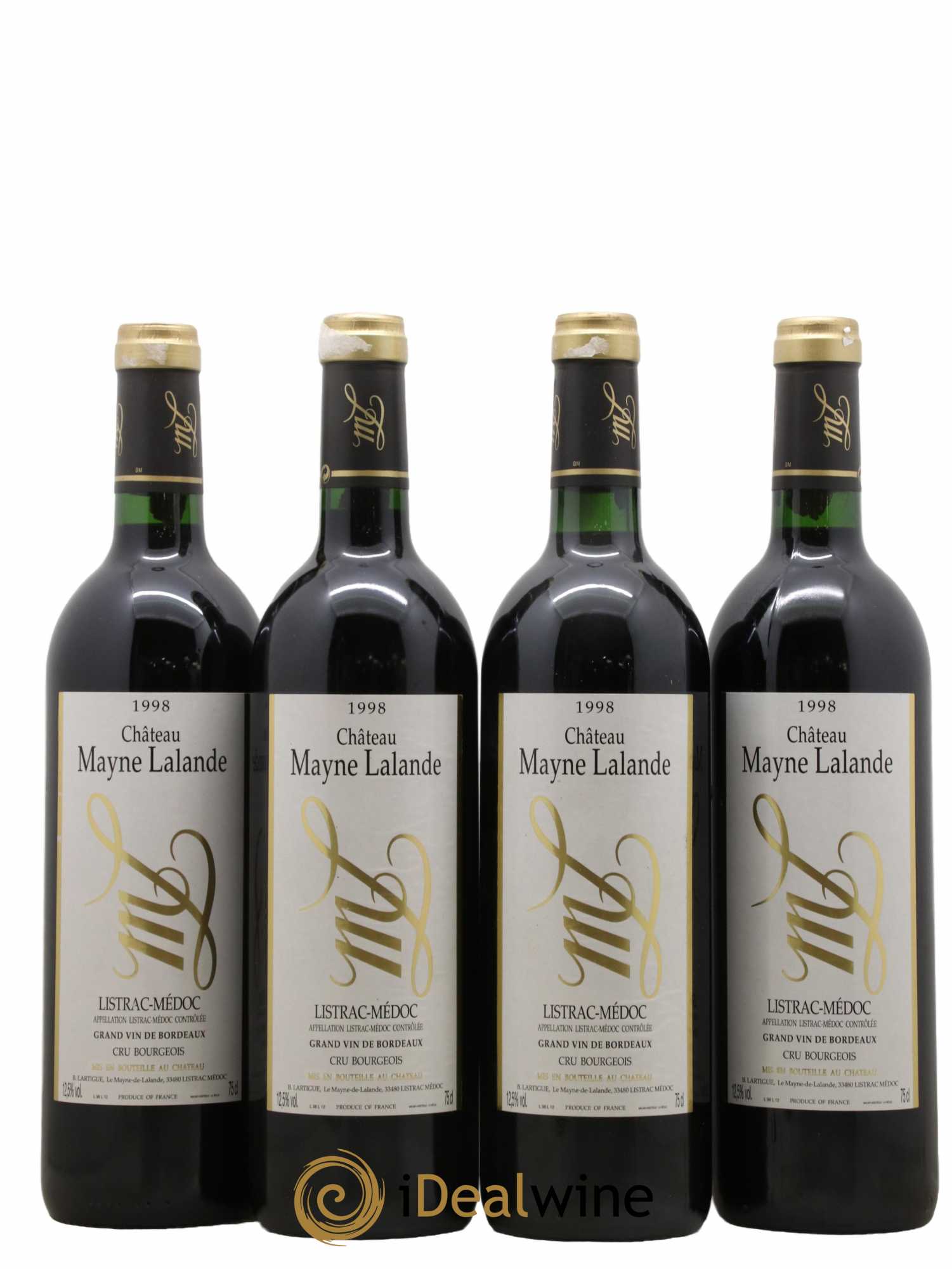 Château Mayne Lalande Cru Bourgeois 1998 - Lot of 4 bottles - 0