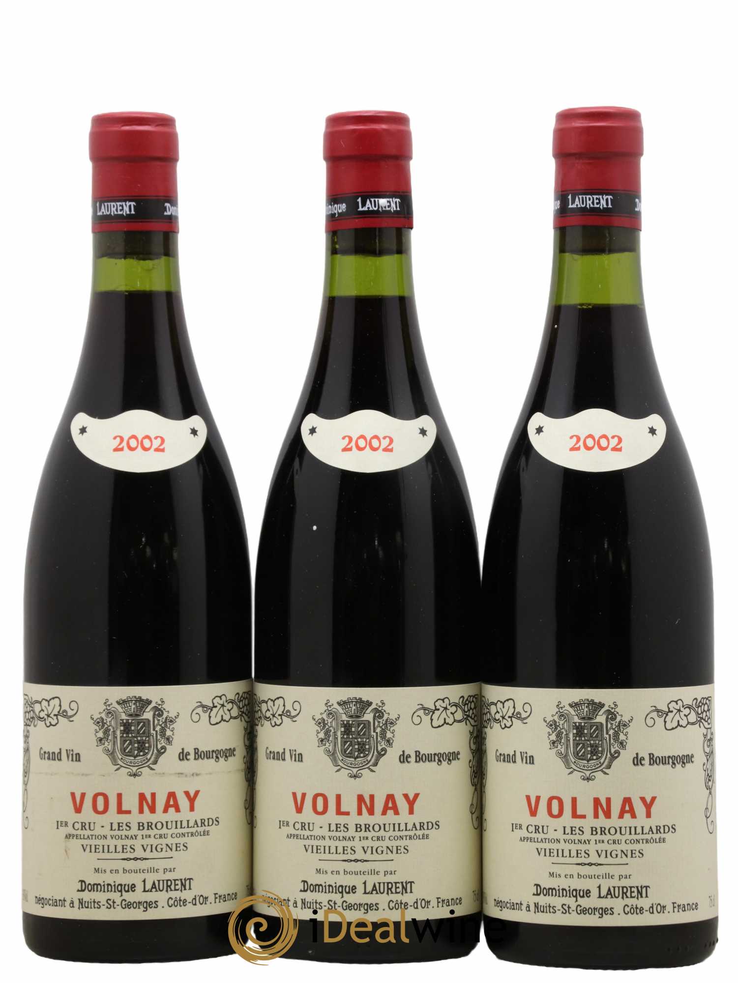Volnay 1er Cru Les Brouillards Vielles Vignes Domaine Laurent 2002 - Lot de 3 bouteilles - 0