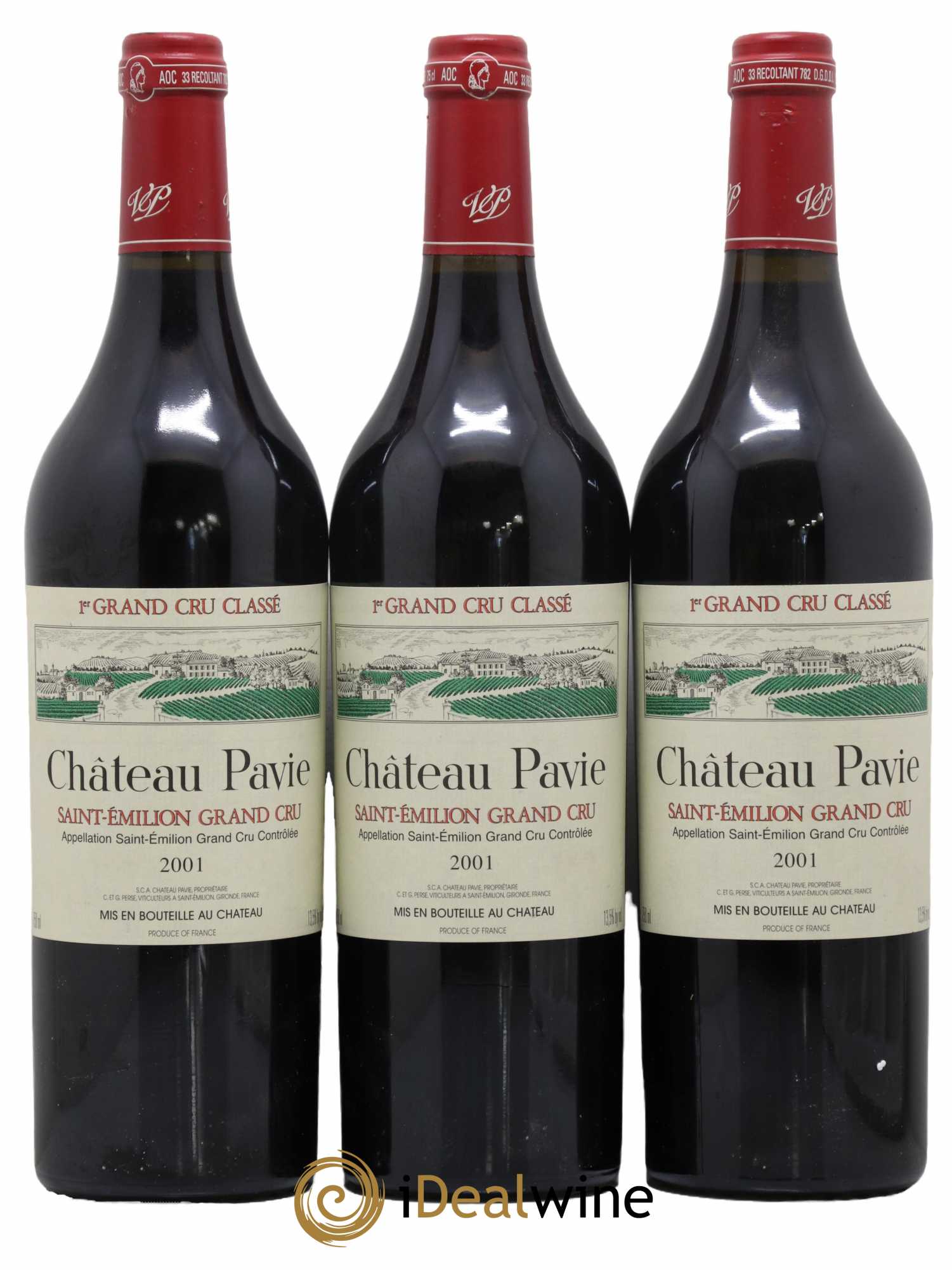Château Pavie 1er Grand Cru Classé A 2001 - Lot of 3 bottles - 0