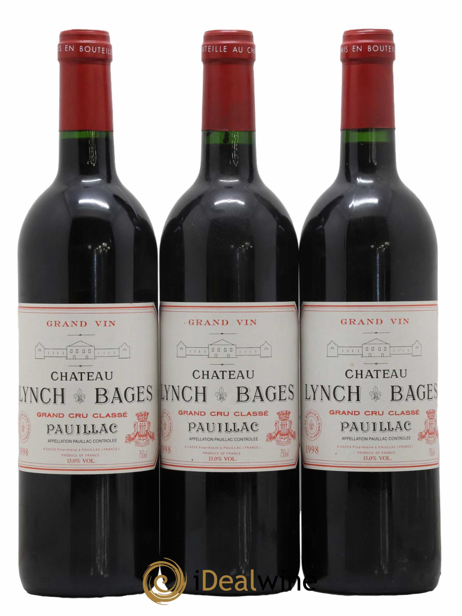 Château Lynch Bages 5ème Grand Cru Classé 1998 - Lot de 3 bouteilles - 0