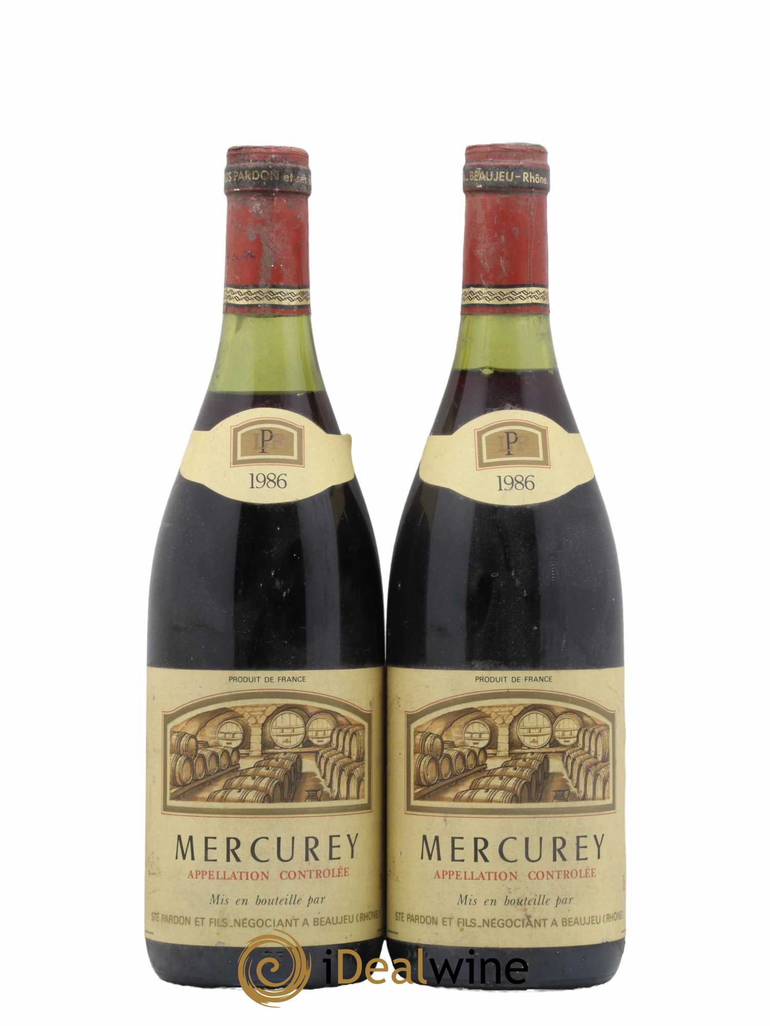 Mercurey Negociant Pardon Et Fils À Beaujeu 1986 - Lot de 2 bouteilles - 0