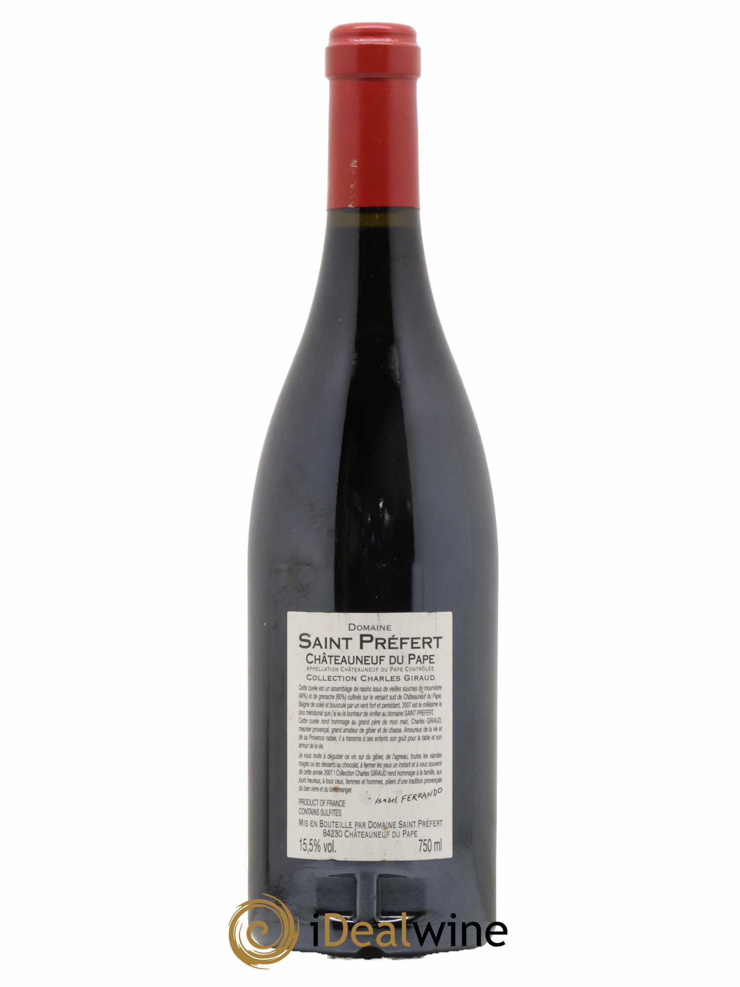 Châteauneuf-du-Pape Collection Charles Giraud Domaine Saint-Préfert 2007 - Lot de 1 bouteille - 1