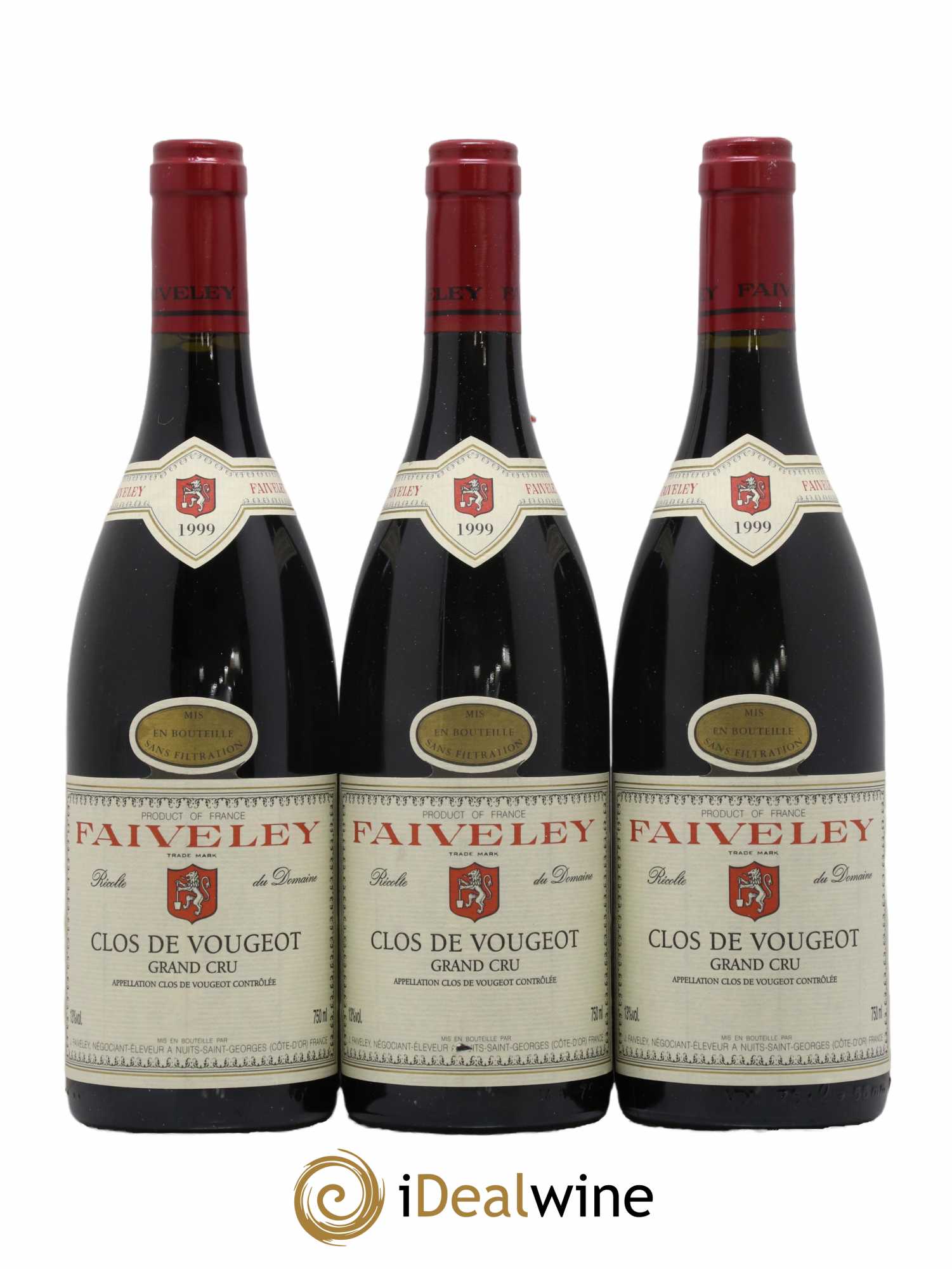 Clos de Vougeot Grand Cru Faiveley 1999 - Lot de 3 bouteilles - 0