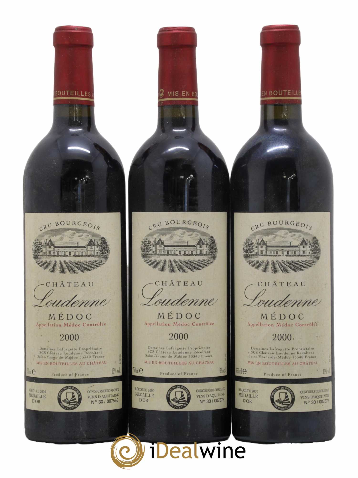 Château Loudenne Cru Bourgeois 2000 - Lot de 3 bouteilles - 0