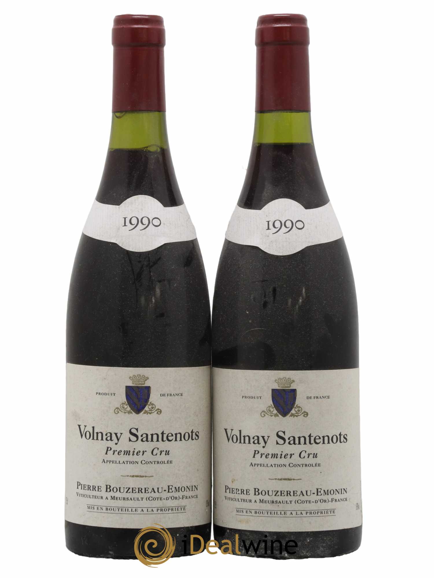 Volnay 1er Cru Santenots Pierre Bouzereau-Emonin 1990 - Lot de 2 bouteilles - 0
