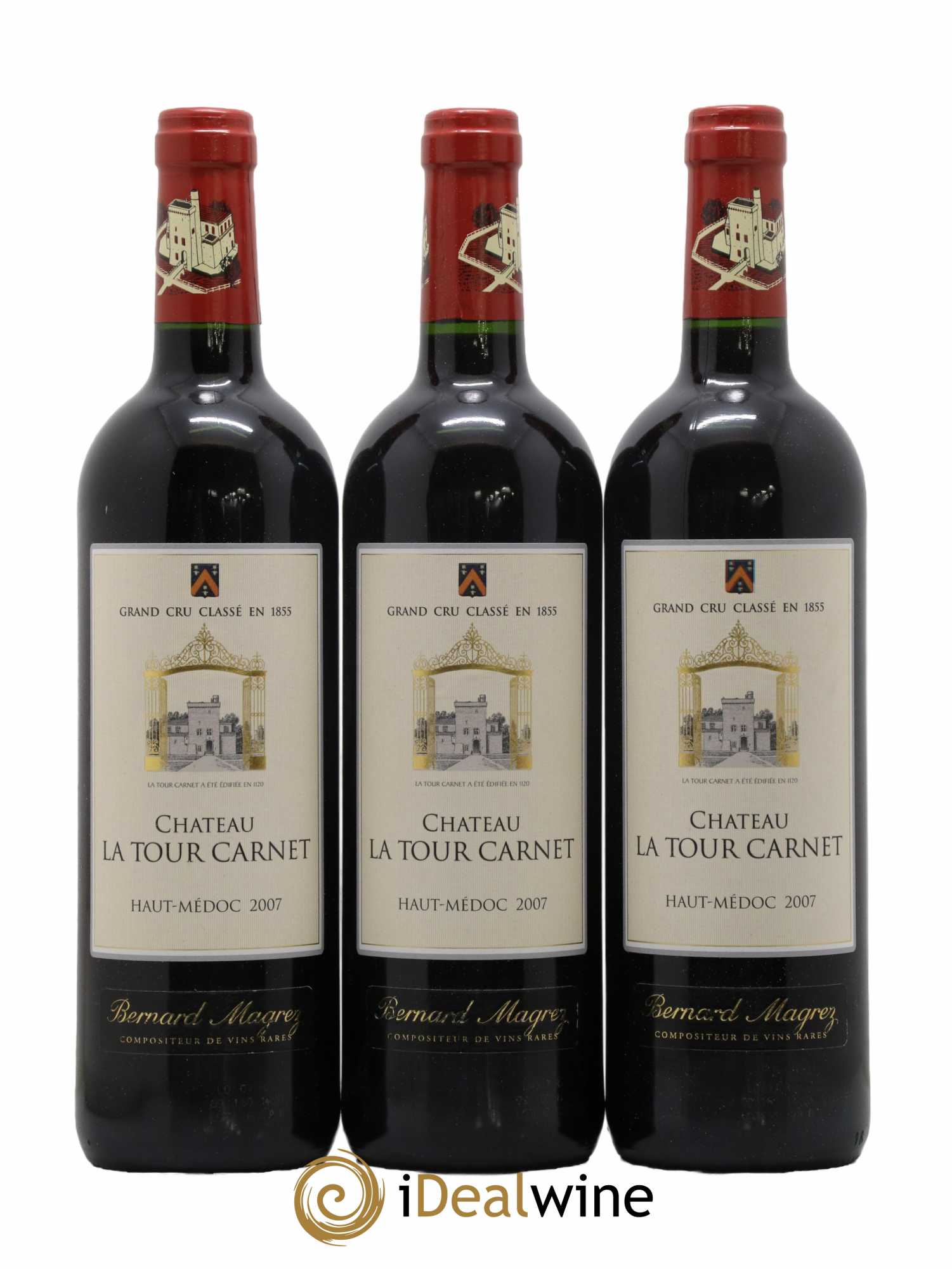 Château la Tour Carnet 4ème Grand Cru Classé 2007 - Lot de 3 bouteilles - 0