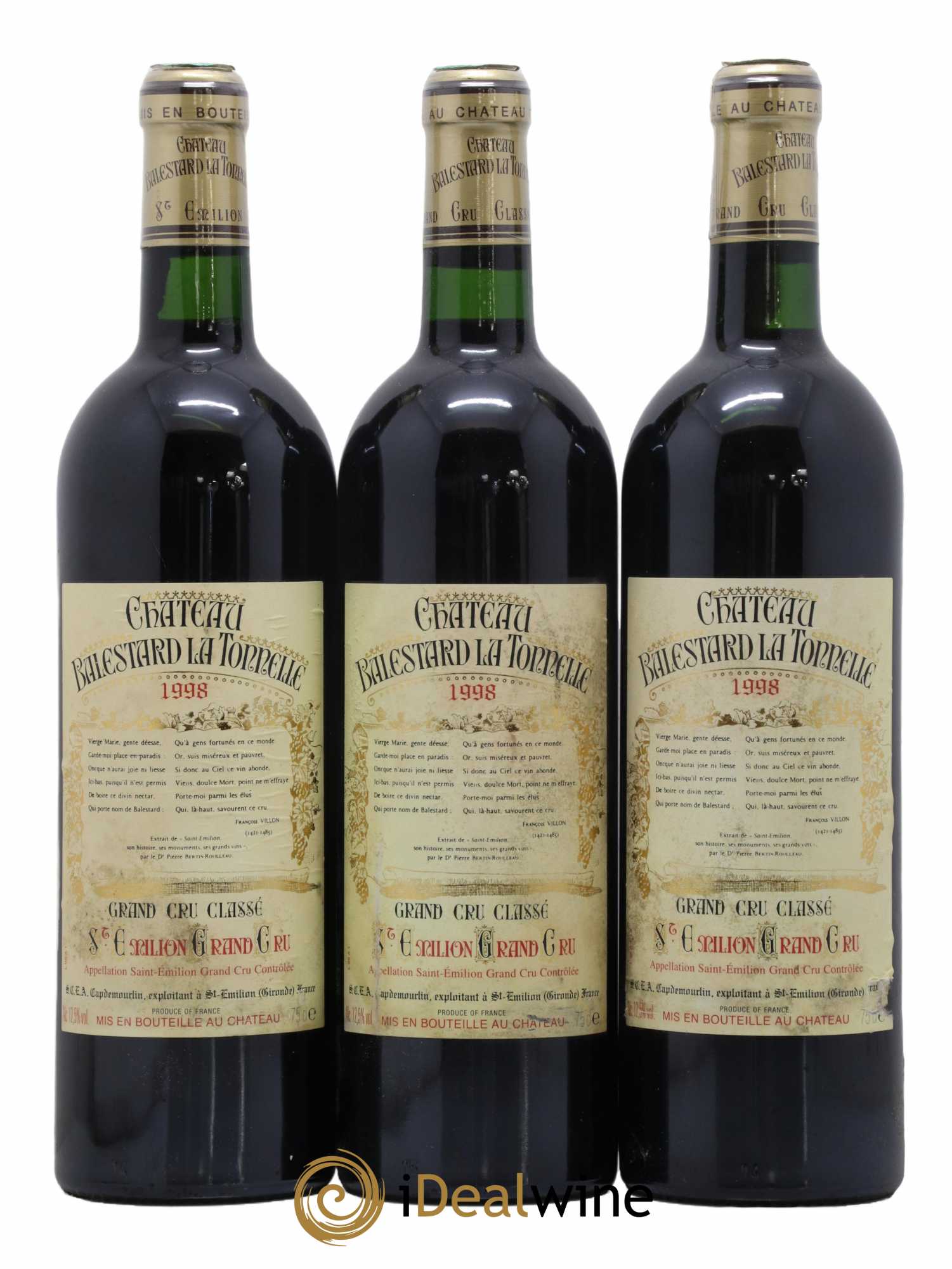Château Balestard la Tonnelle Grand Cru Classé 1998 - Lot de 3 bouteilles - 0