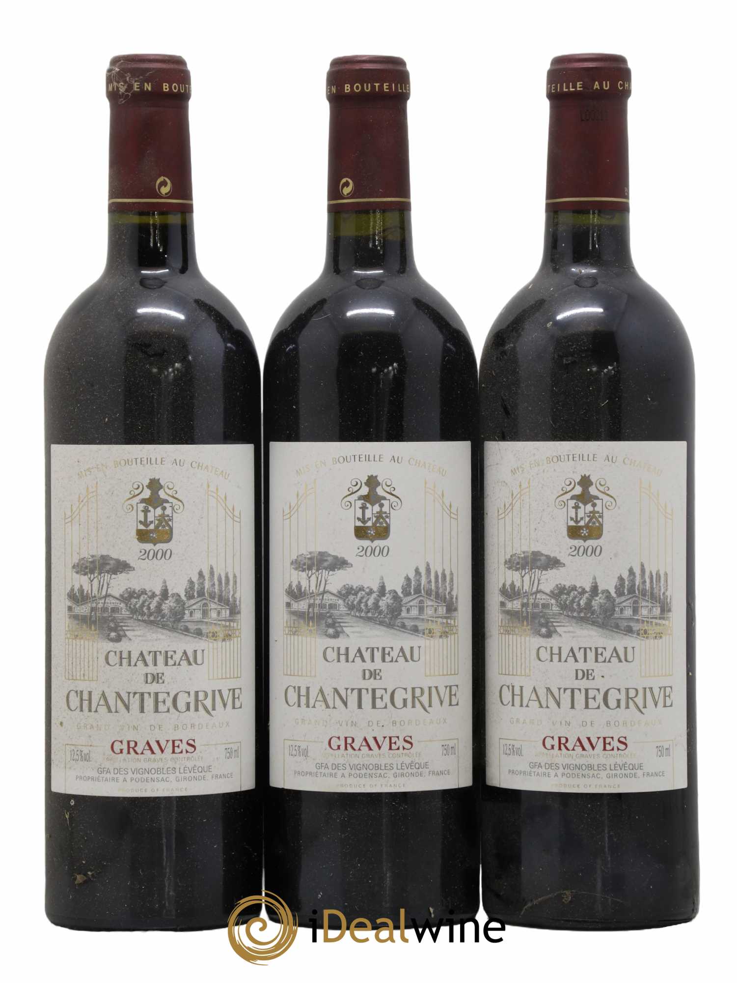Château de Chantegrive 2000 - Lot de 3 bouteilles - 0
