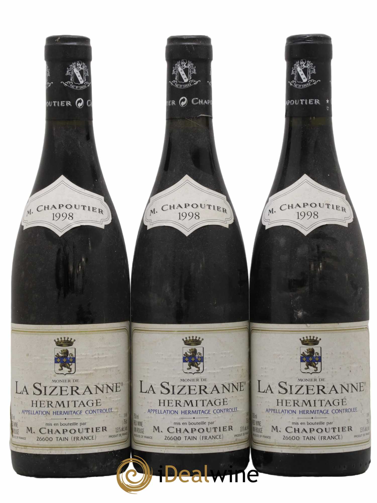 Hermitage Monier de La Sizeranne Chapoutier 1998 - Lot de 3 bouteilles - 0