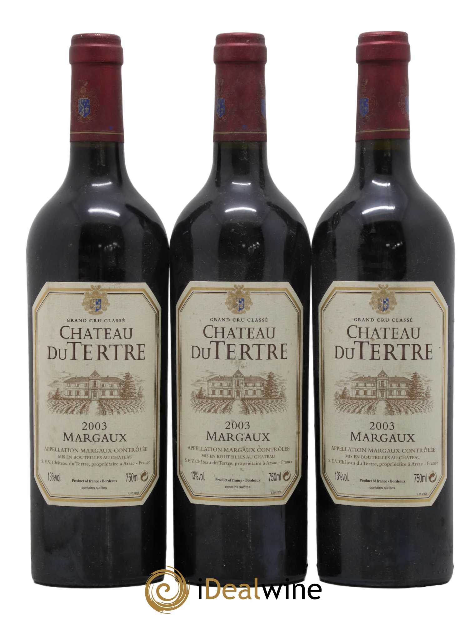 Château du Tertre 5ème Grand Cru Classé 2003 - Lot de 3 bouteilles - 0