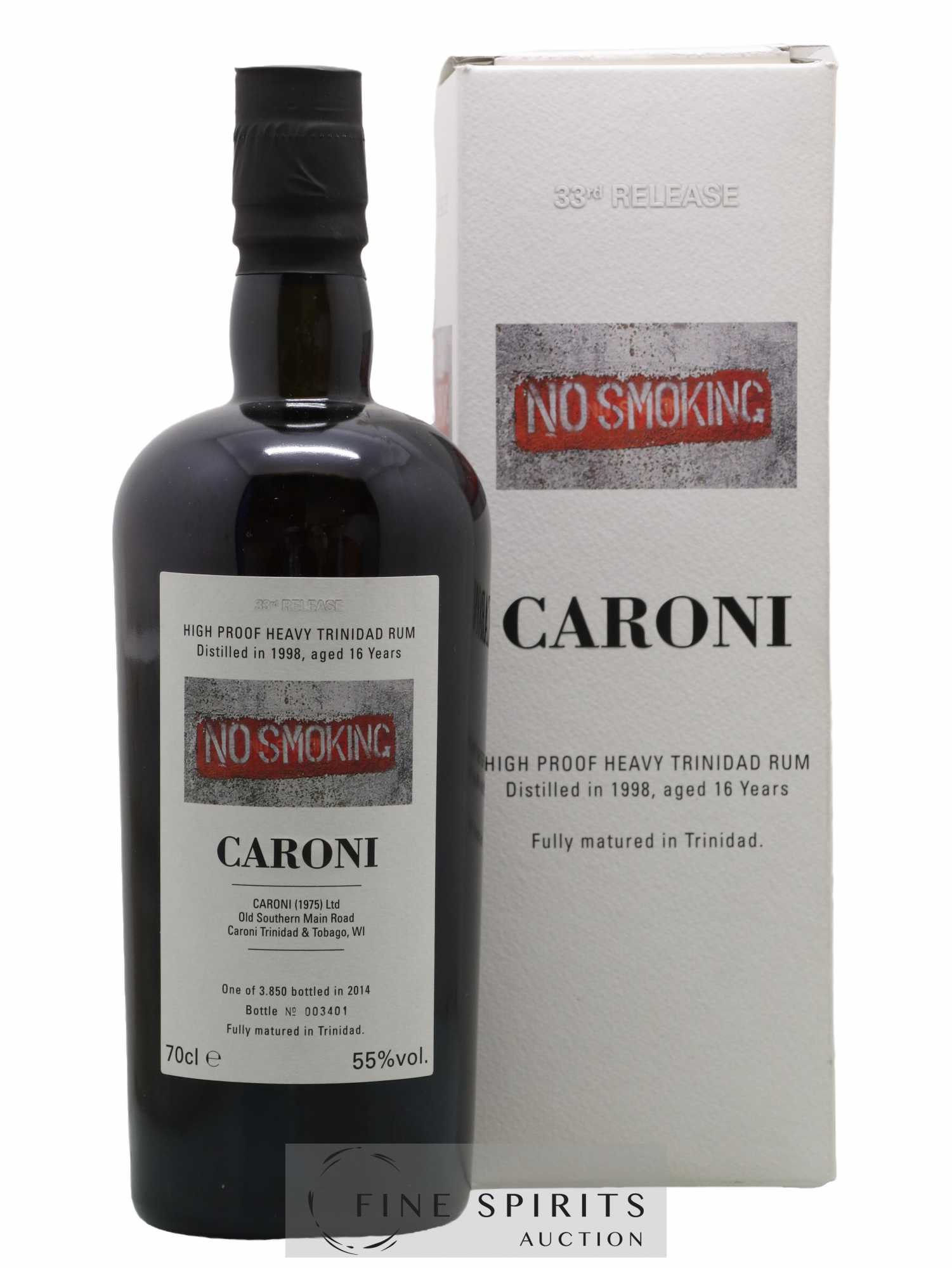 Caroni 16 years 1998 Velier No Smoking 33rd Release - One of 3850 - bottled 2014 - Lot de 1 bouteille - 0