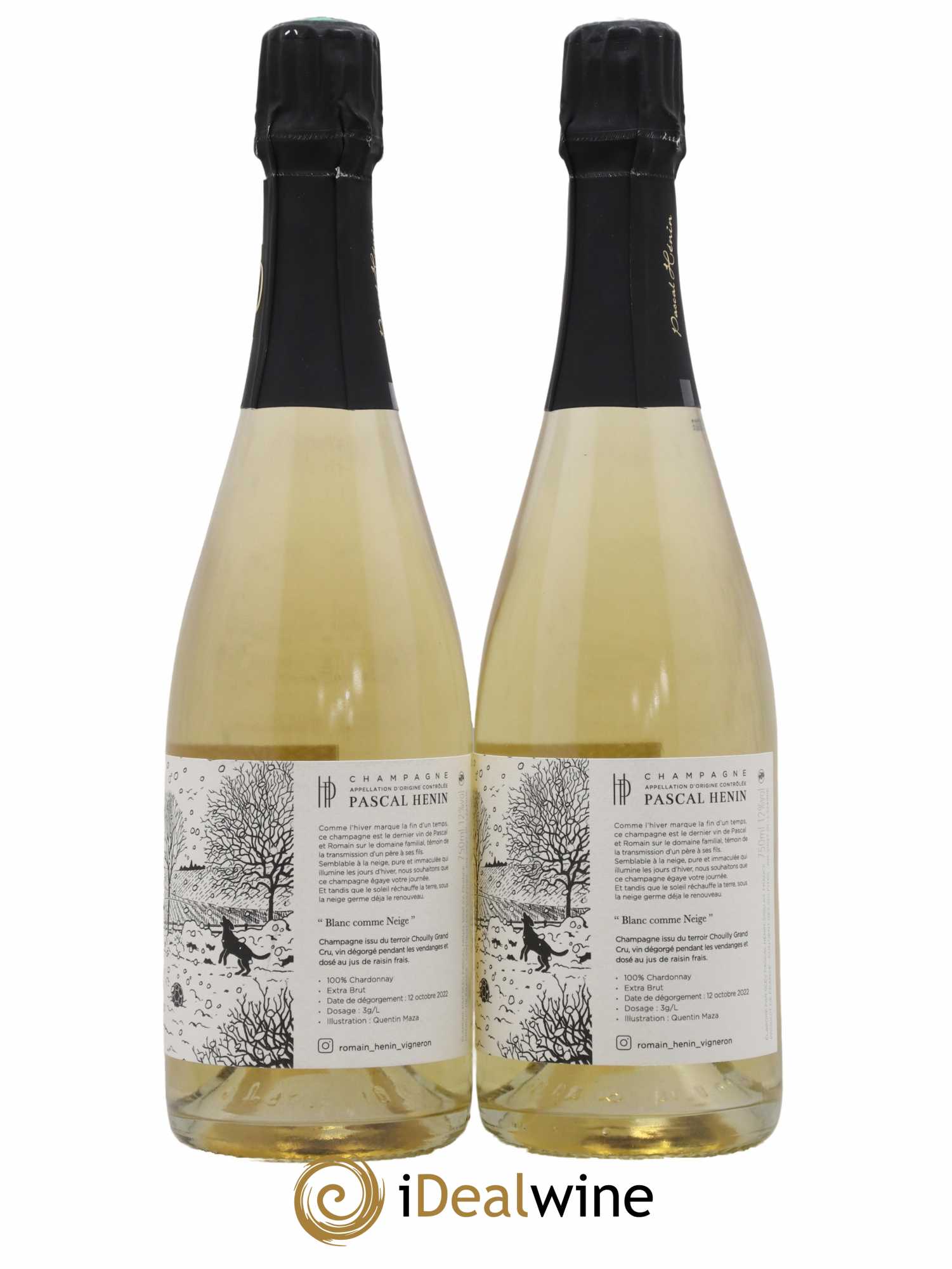 Champagne Pascal Henin Blanc Comme Neige (Illustration Quentin Maza) - Lot de 2 bouteilles - 0