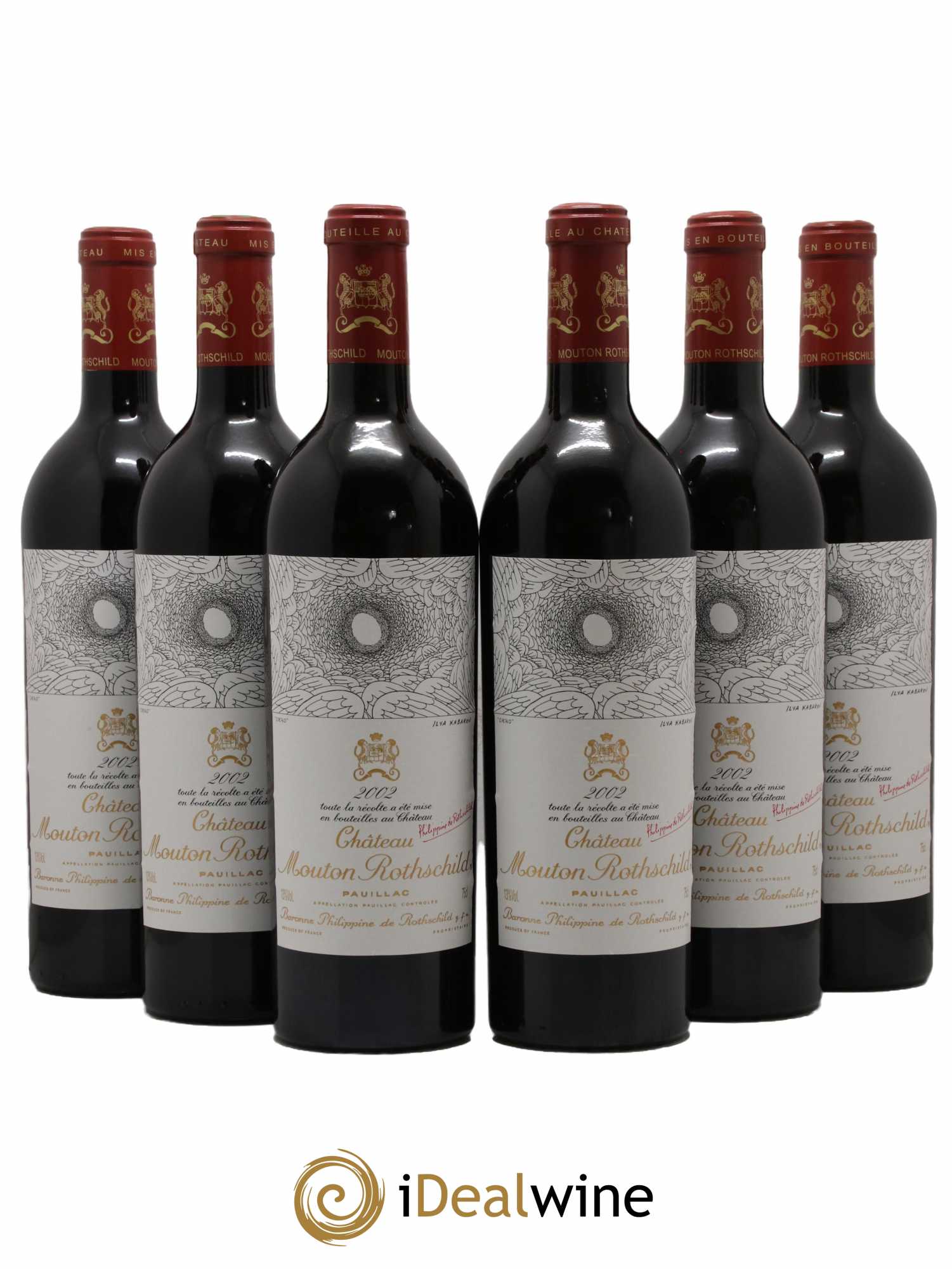 Château Mouton Rothschild 1er Grand Cru Classé 2002 - Lot de 6 bouteilles - 0