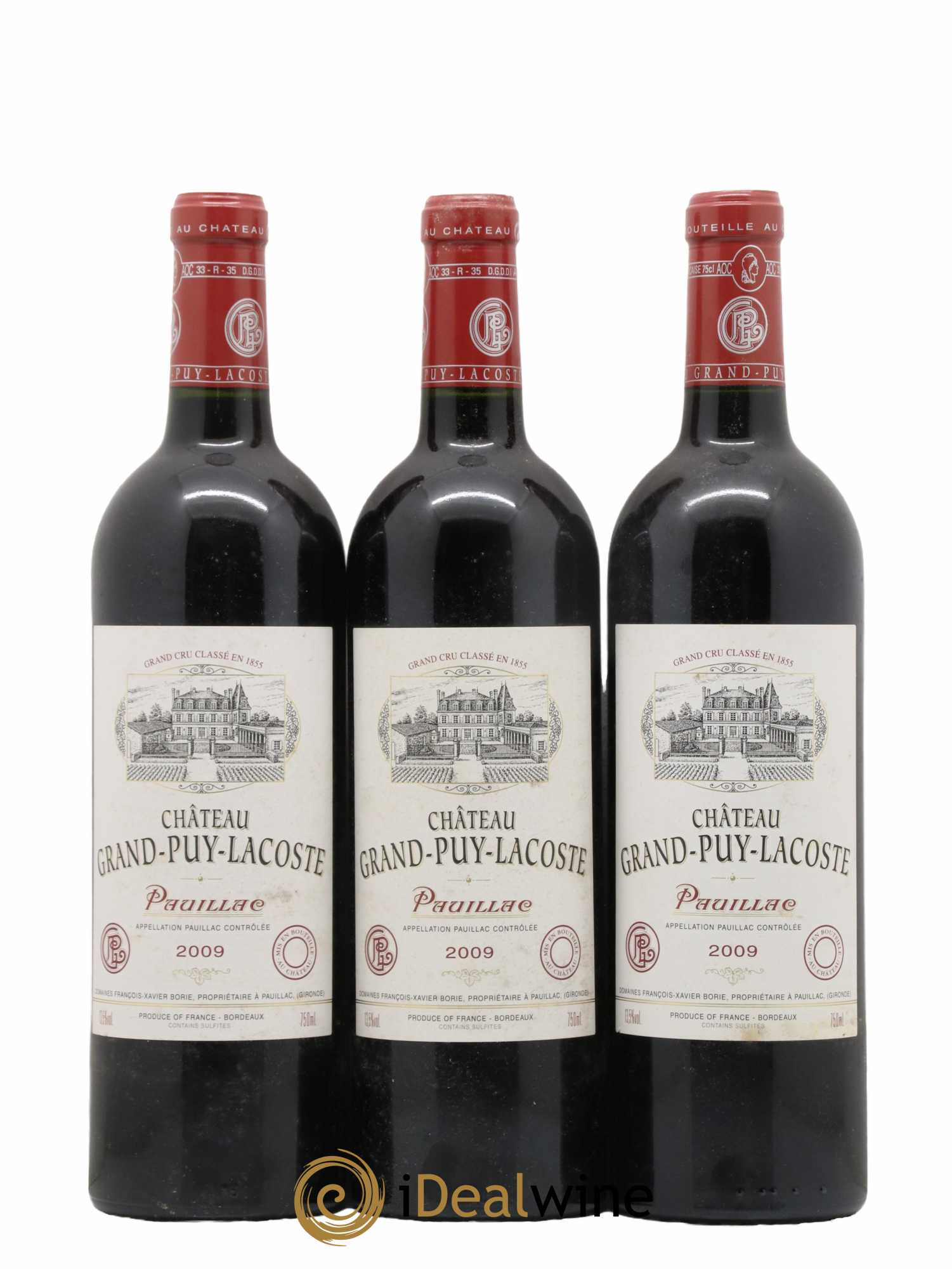 Château Grand Puy Lacoste 5ème Grand Cru Classé 2009 - Lot de 3 bouteilles - 0