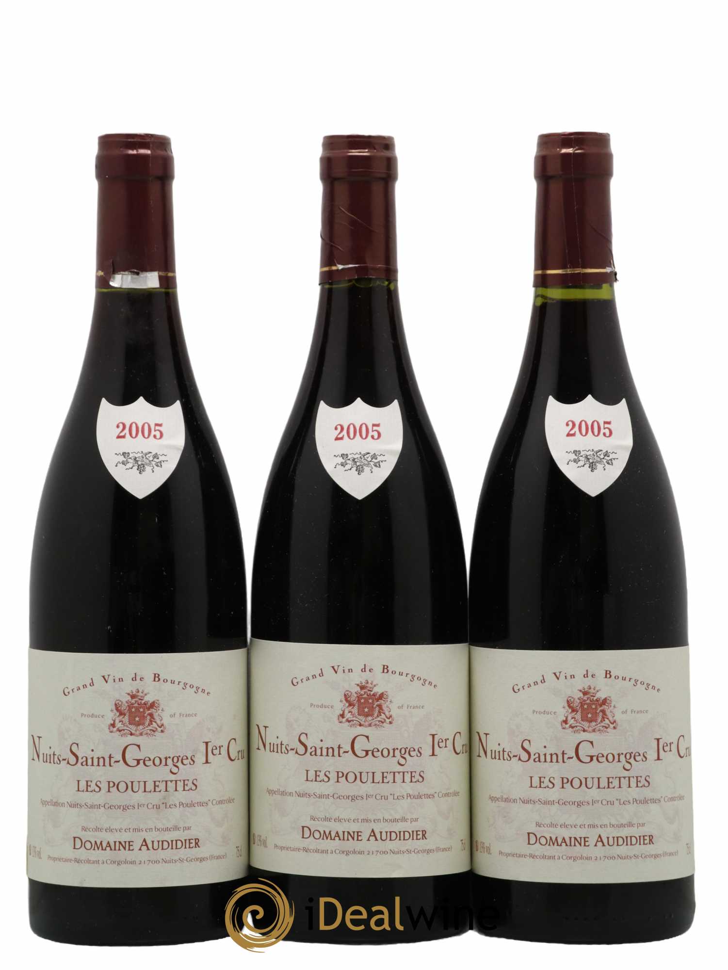 Nuits-Saint-Georges 1er Cru Les Poulettes Domaine Audidier 2005 - Lot de 3 bouteilles - 0