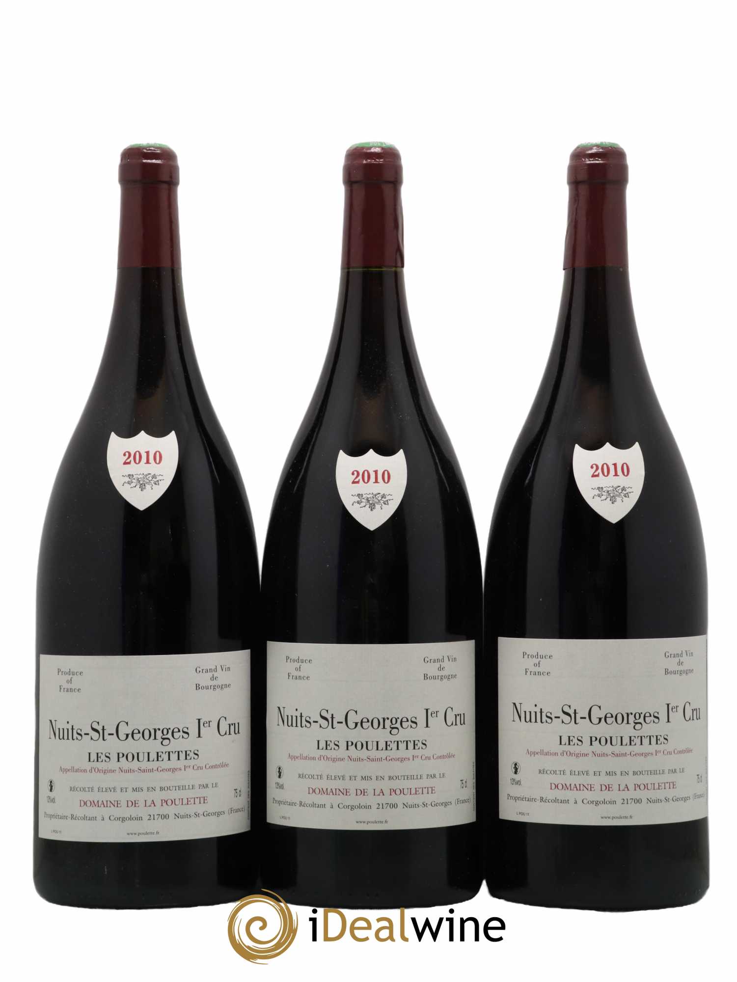 Nuits-Saint-Georges 1er Cru Les Poulettes Domaine de La Poulette 2010 - Lot de 3 magnums - 0