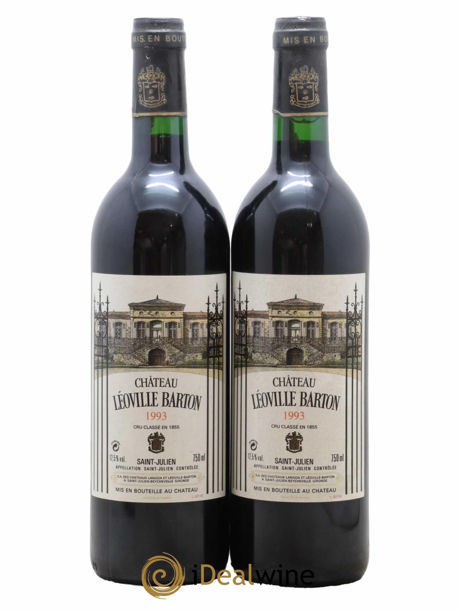 Château Léoville Barton 2ème Grand Cru Classé 1993 - Lot of 2 bottles - 0