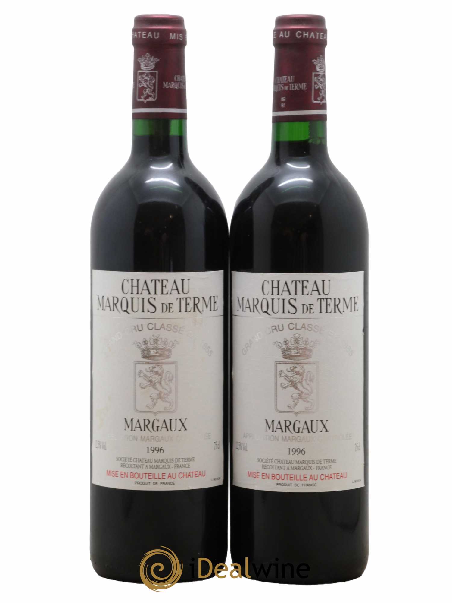 Château Marquis de Terme 4ème Grand Cru Classé 1996 - Lot de 2 bouteilles - 0