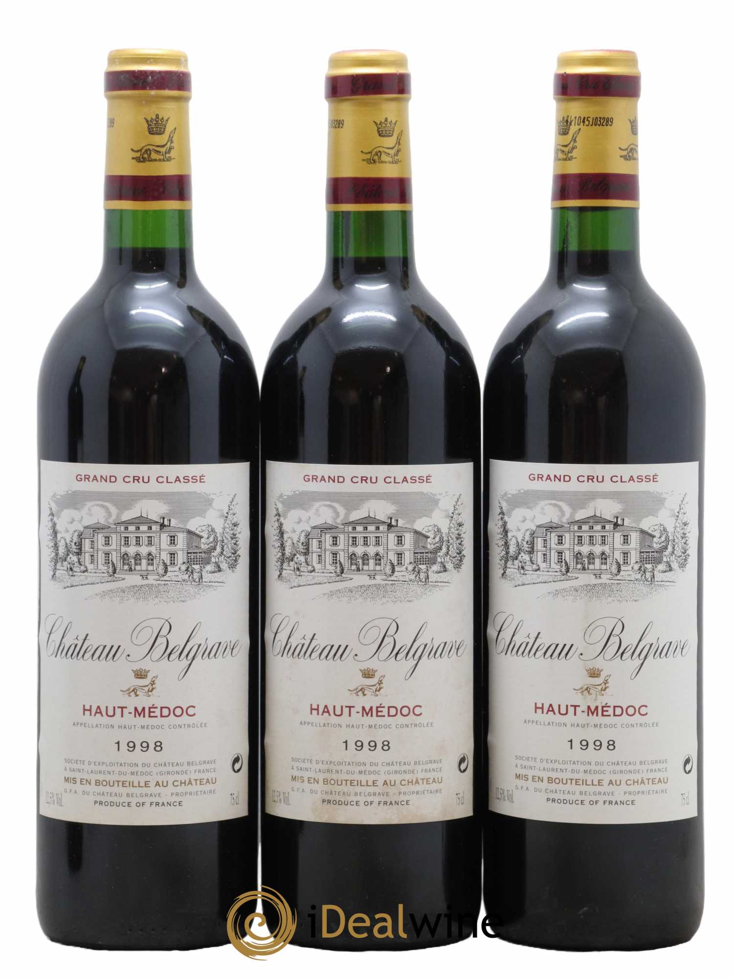 Château Belgrave 5ème Grand Cru Classé 1998 - Lot de 12 bouteilles - 1