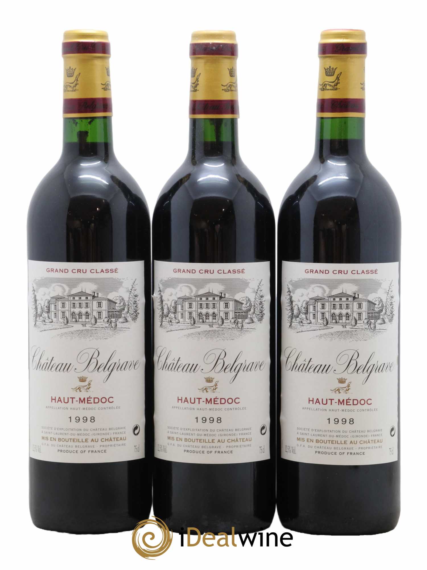 Château Belgrave 5ème Grand Cru Classé 1998 - Lot de 12 bouteilles - 1