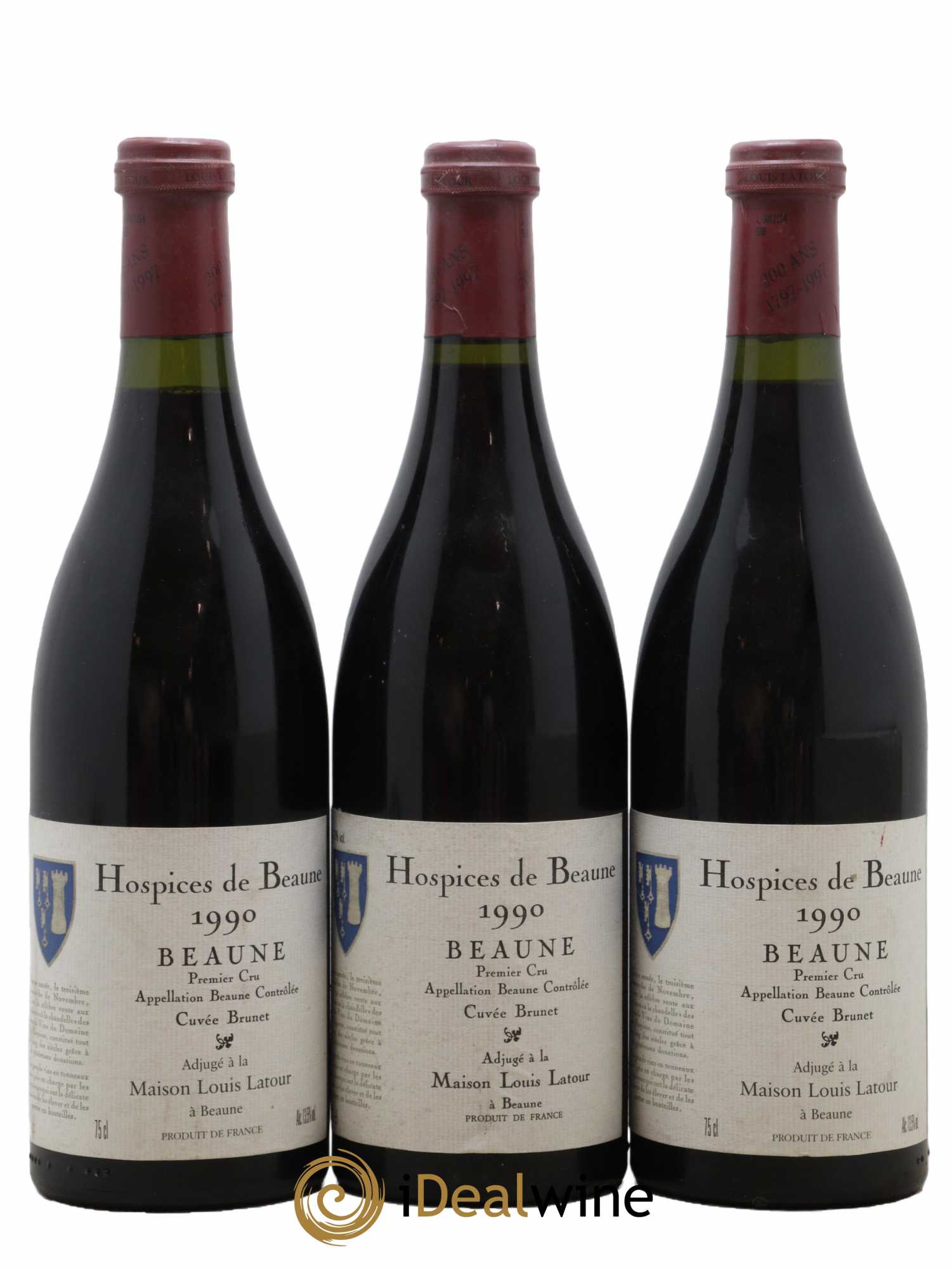 Beaune 1er Cru Cuvée Brunet Hospices de Beaune Louis Latour 1990 - Lot of 3 bottles - 0