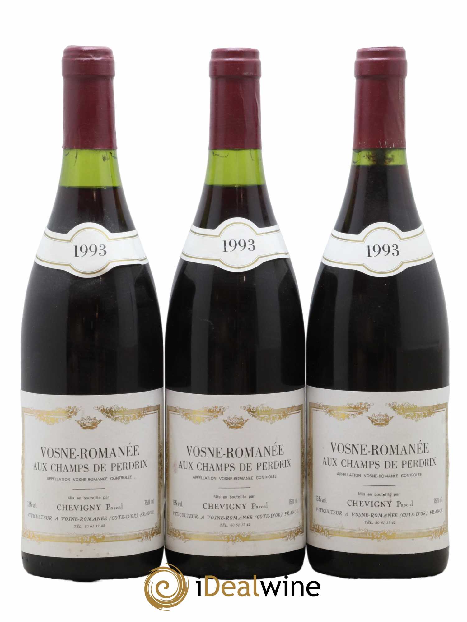 Vosne-Romanée Champs Perdrix Chevigny 1993 - Lot of 3 bottles - 0