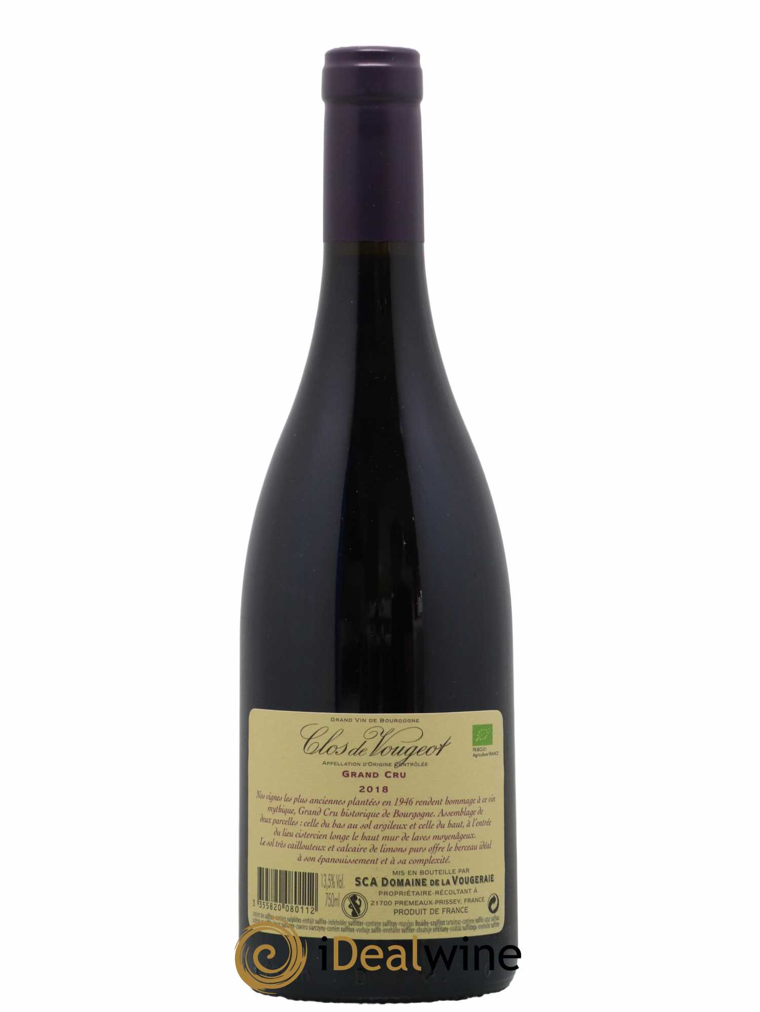 Clos de Vougeot Grand Cru La Vougeraie 2018 - Lot of 1 bottle - 1