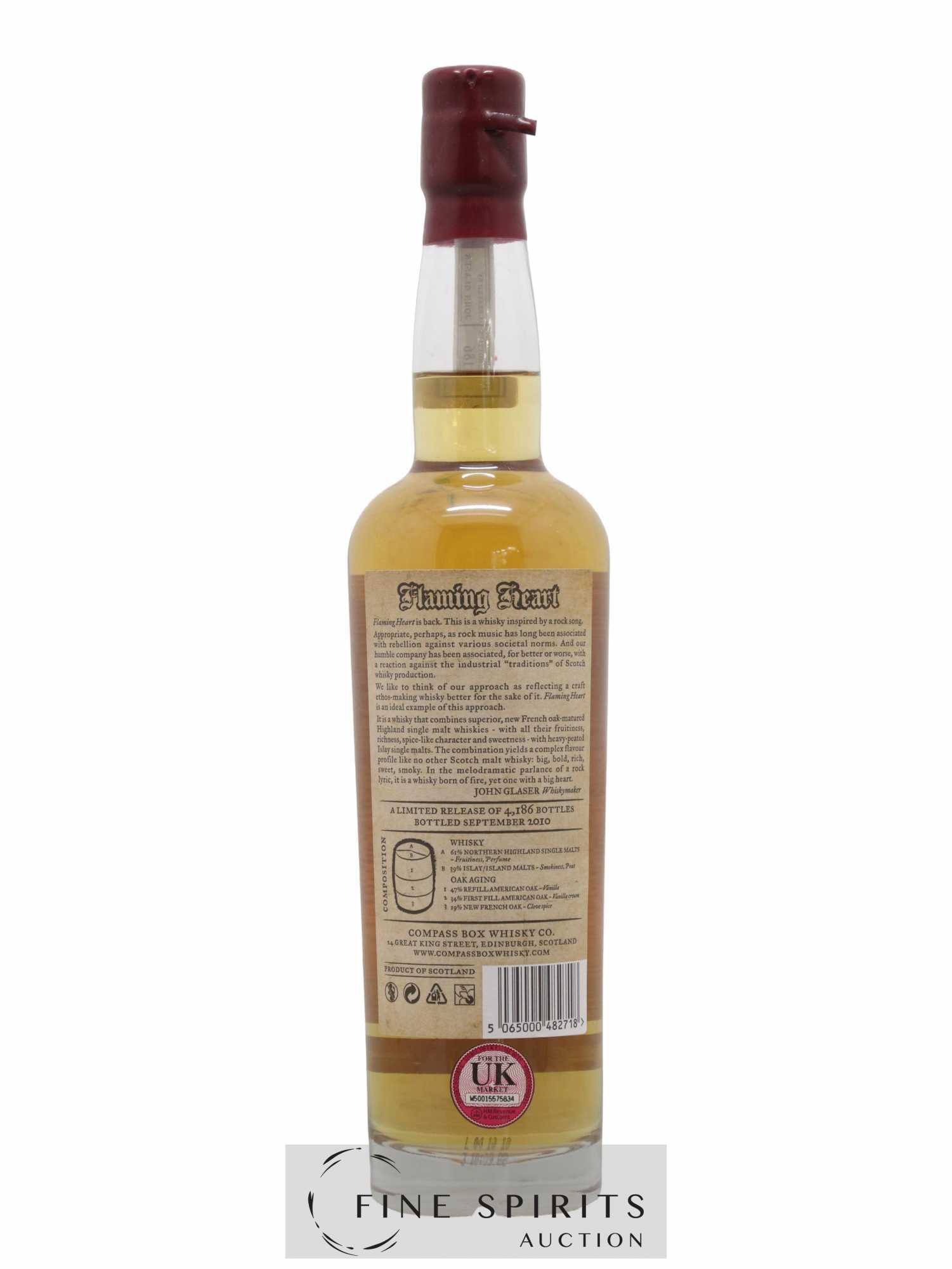 Flaming Heart Compass Box One of 4186 - bottled 2010 Limited Edition - Lot de 1 bouteille - 2
