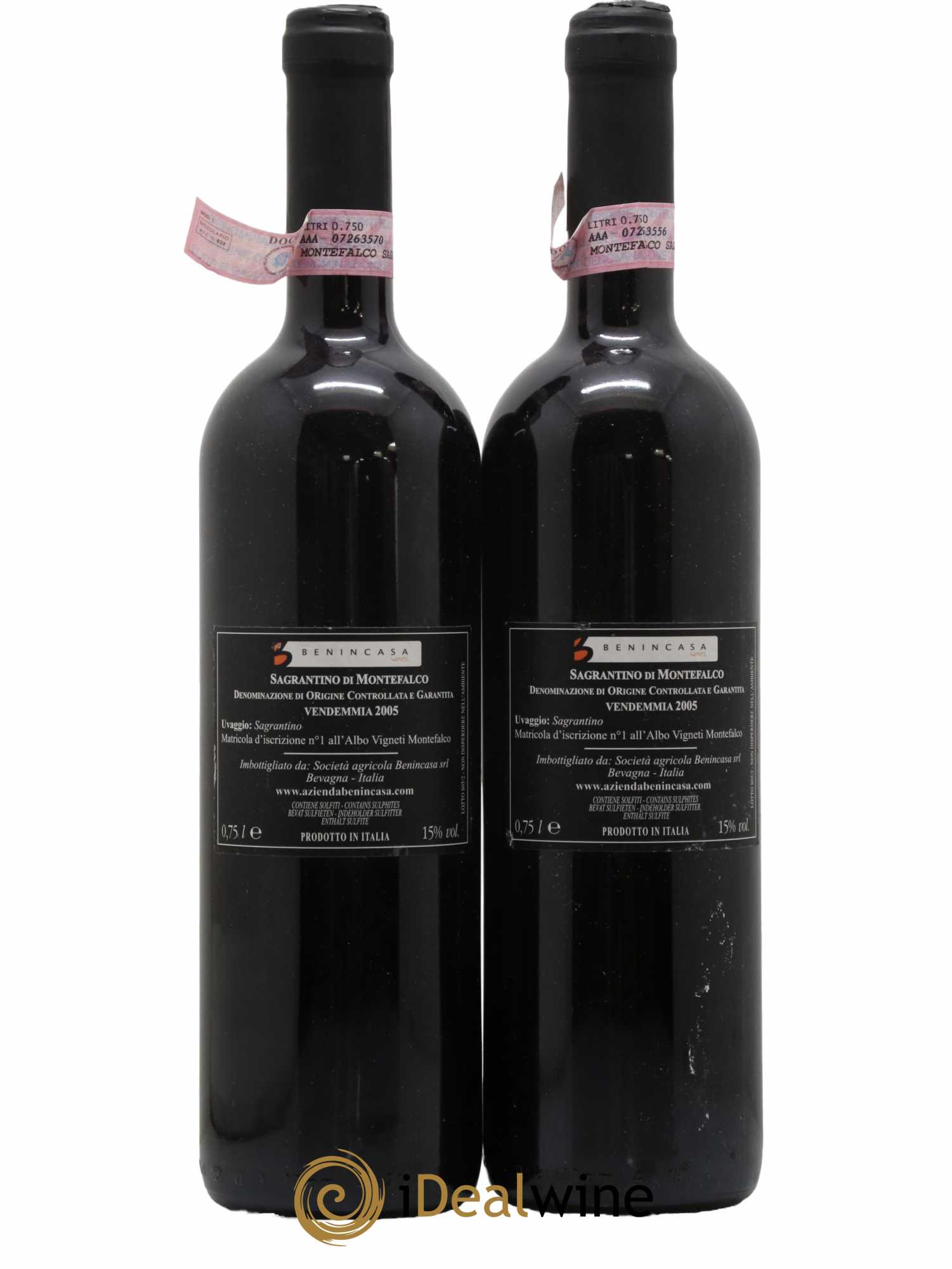 Italie Sagrantino di Montefalco Benincasa (sans prix de réserve) 2005 - Lot de 2 bouteilles - 1