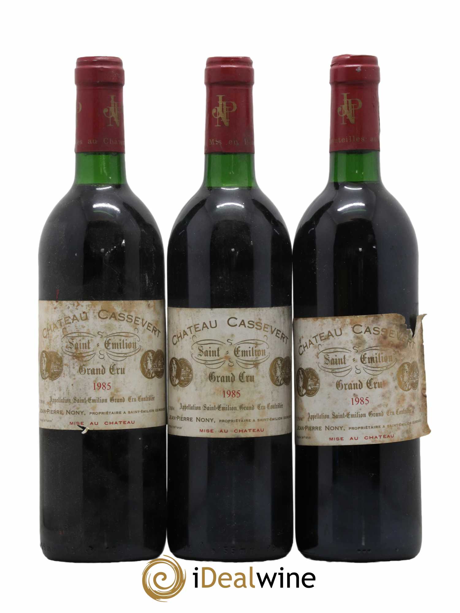 Saint-Émilion Grand Cru Château Cassevert 1985 - Lot de 3 bouteilles - 0