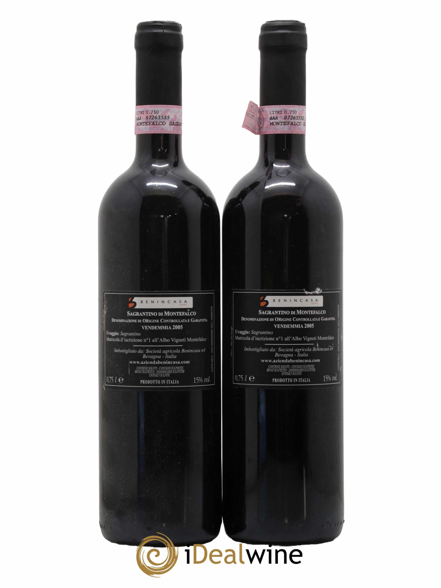 Italie Sagrantino di Montefalco Benincasa (ohne Mindestpreis) 2005 - Posten von 2 Flaschen - 1