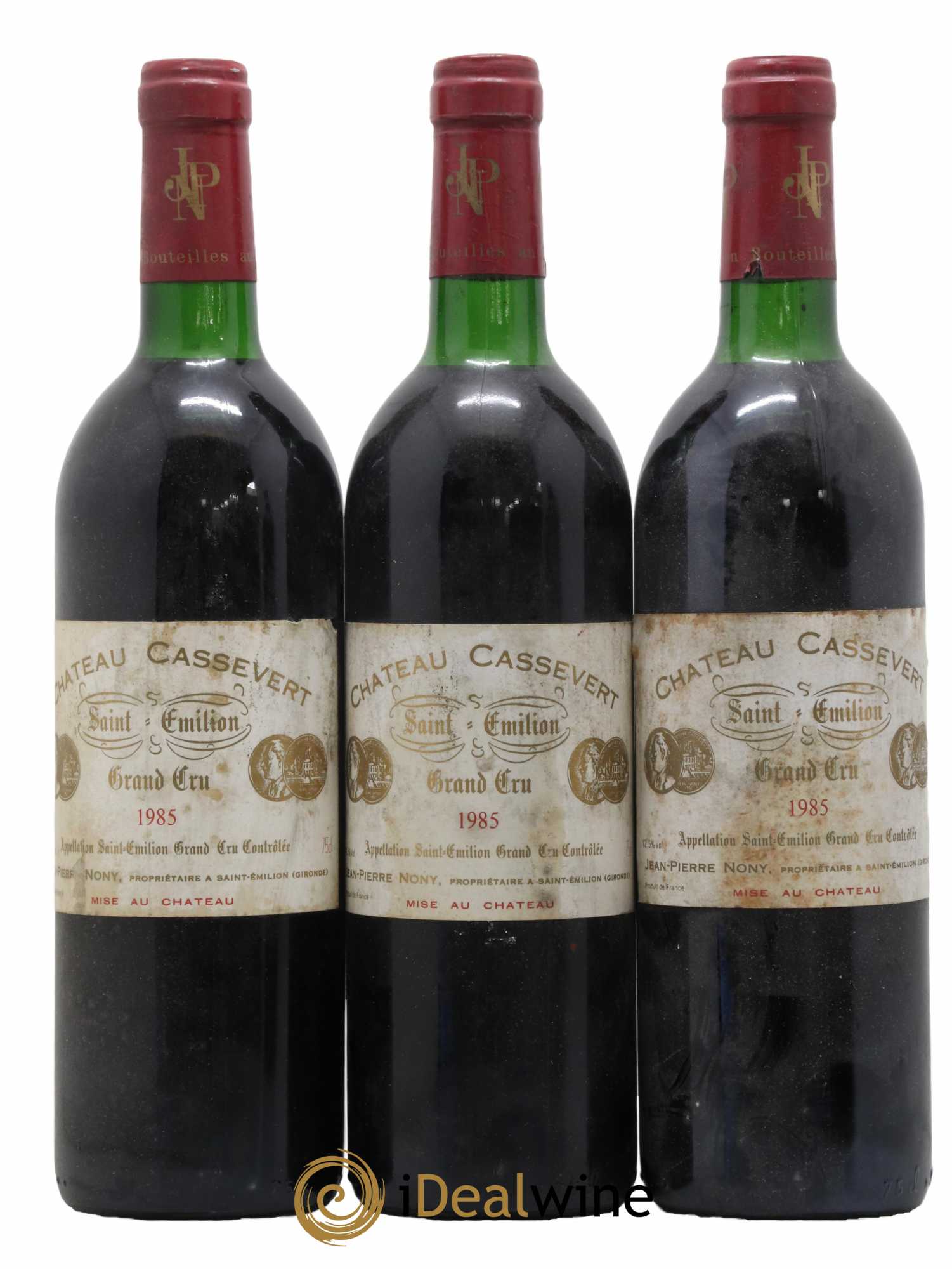Saint-Émilion Grand Cru Château Cassevert 1985 - Lot de 3 bouteilles - 0