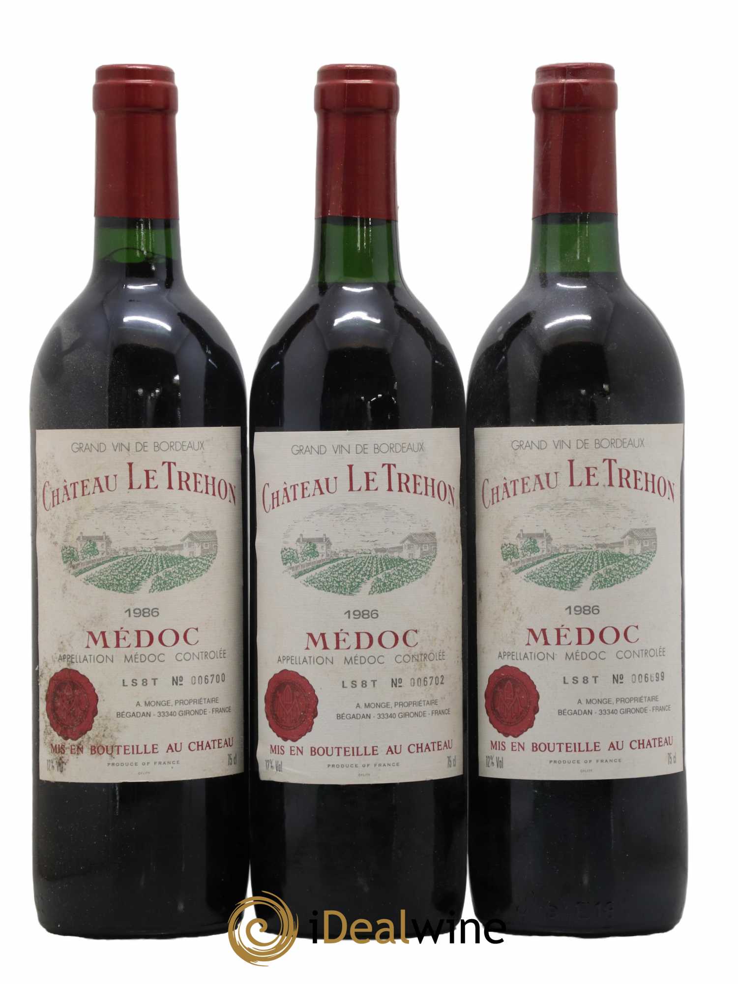 Médoc Château Trehon 1986 - Lot de 3 bouteilles - 0