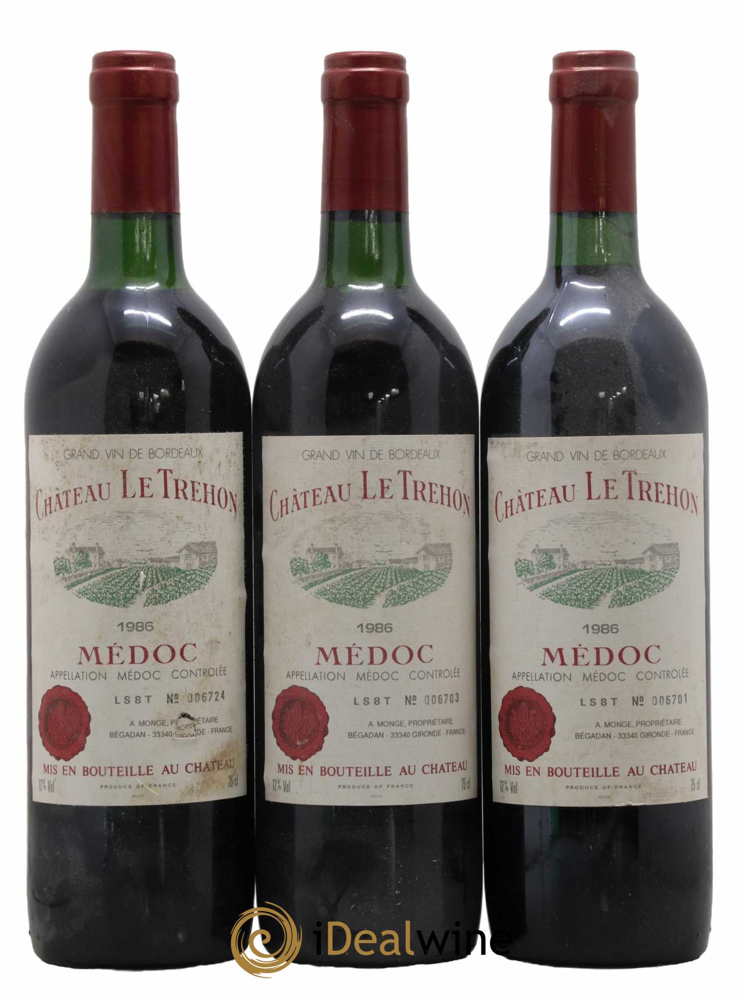 Médoc Château Trehon 1986 - Lot de 3 bouteilles - 0