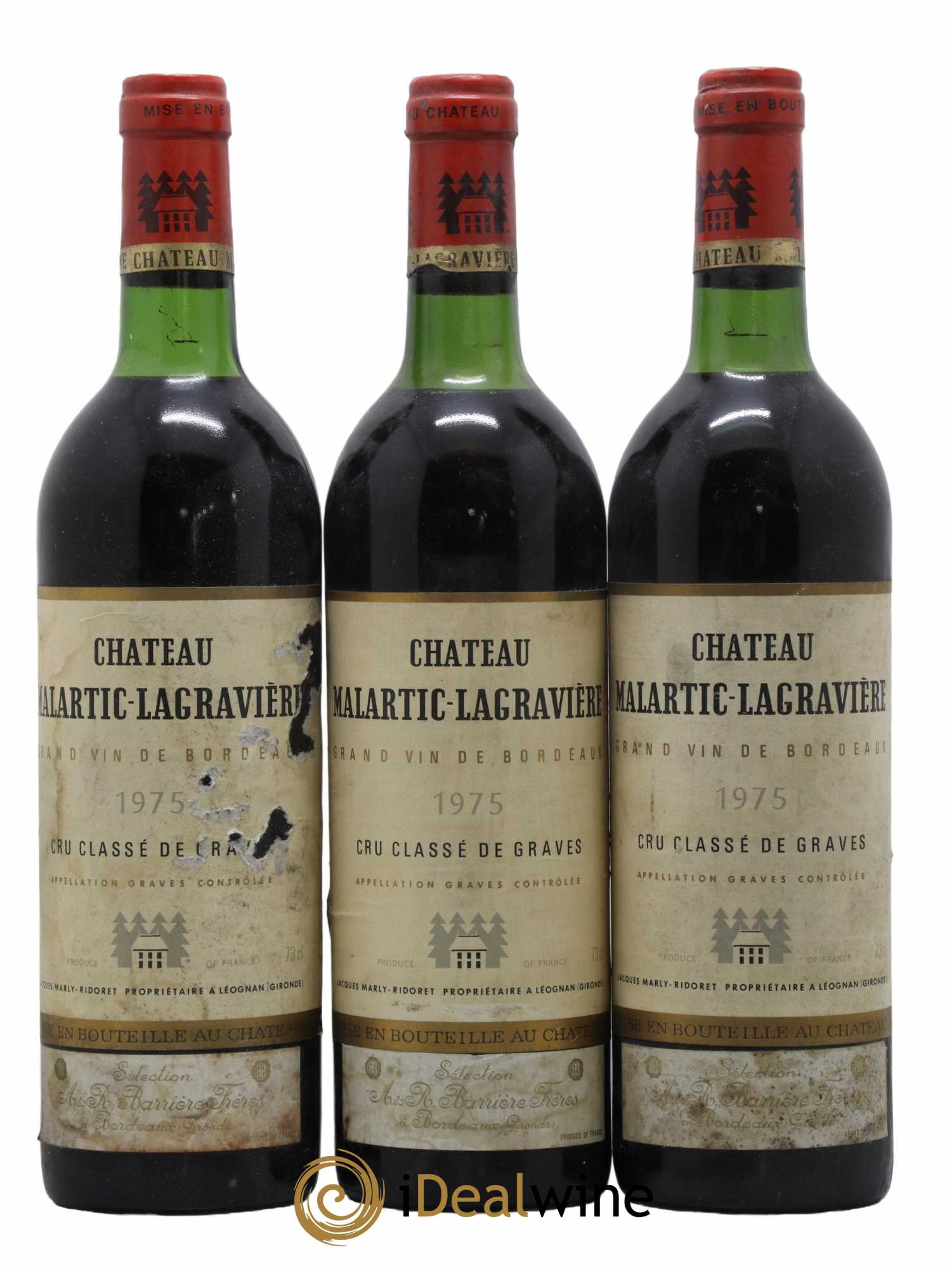 Château Malartic-Lagravière Cru Classé de Graves 1975 - Lot de 3 bouteilles - 0